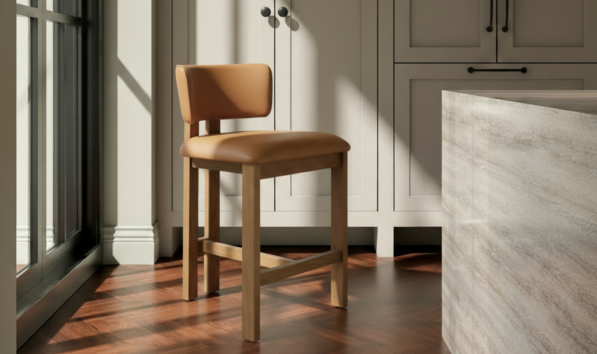 Moe's Home Morel Counter Stool Brown Leather - Image 2