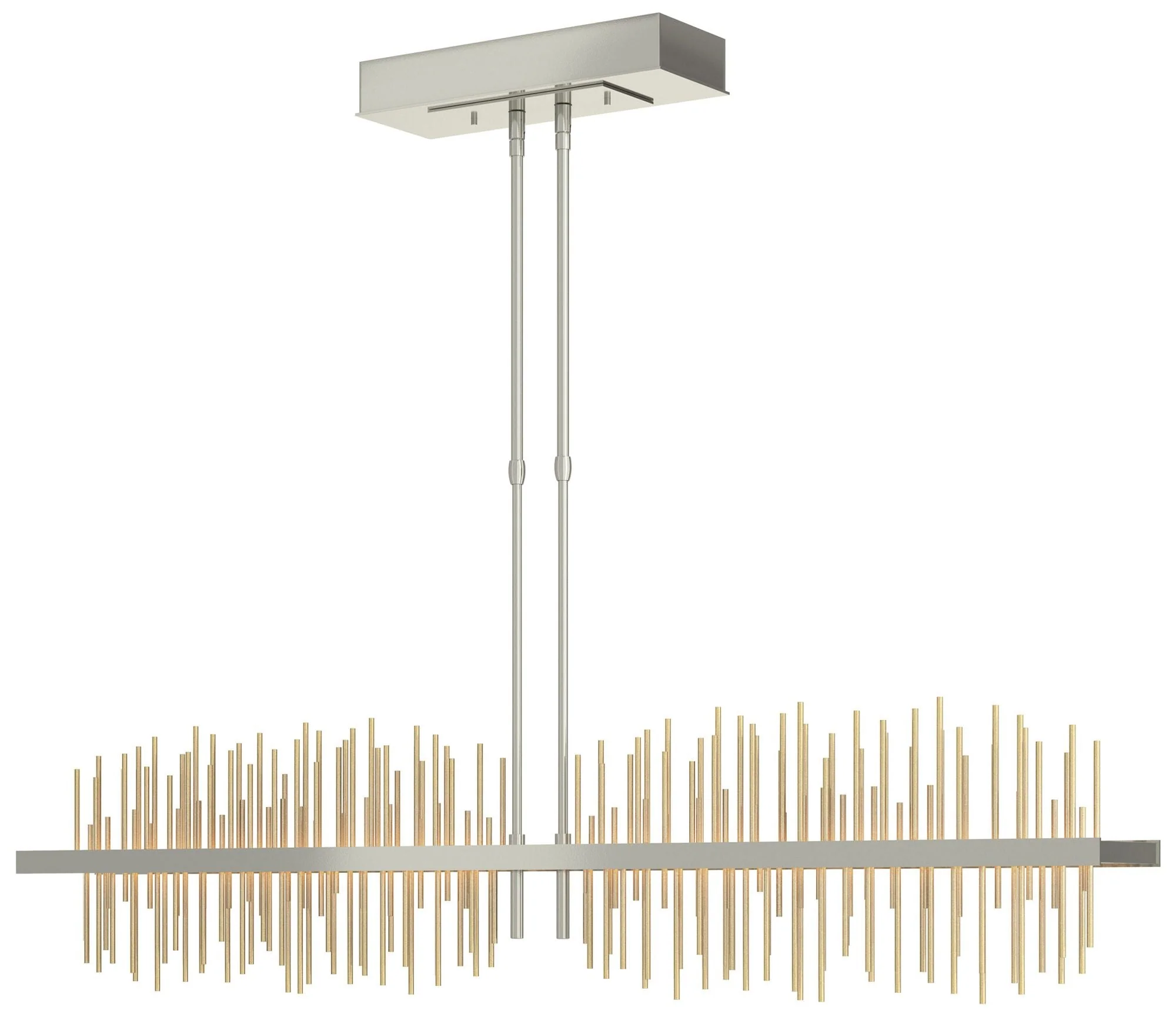 Gossamer 51.9" Sterling & Modern Brass Long LED Pendant - Image 1