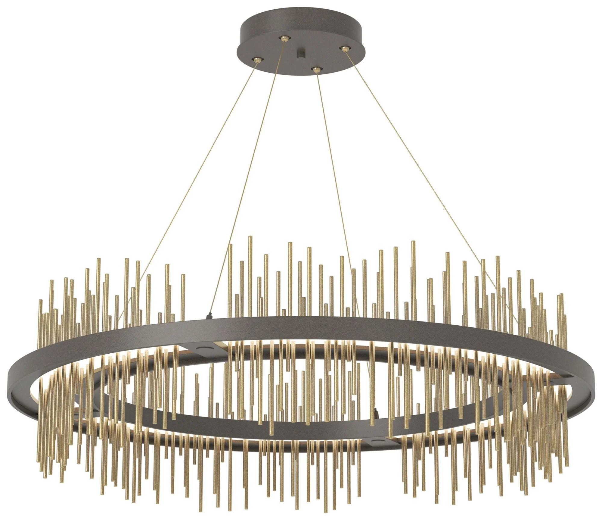 Gossamer Circular LED Pendant - Dark Smoke - Modern Brass - Image 1