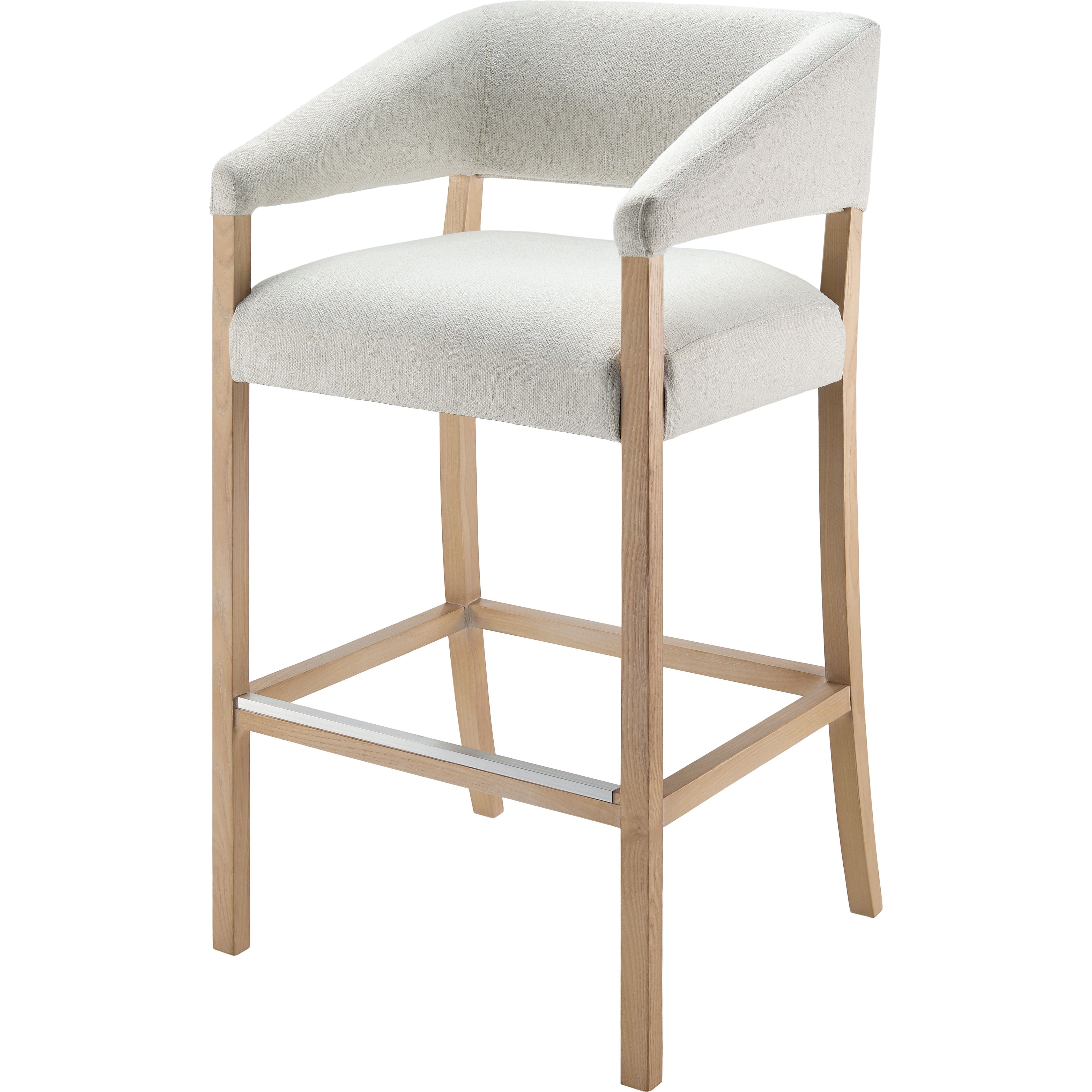 Surya Grace Modern Cream Fabric with Beech Wood Kitchen Bar Stool - Image 1