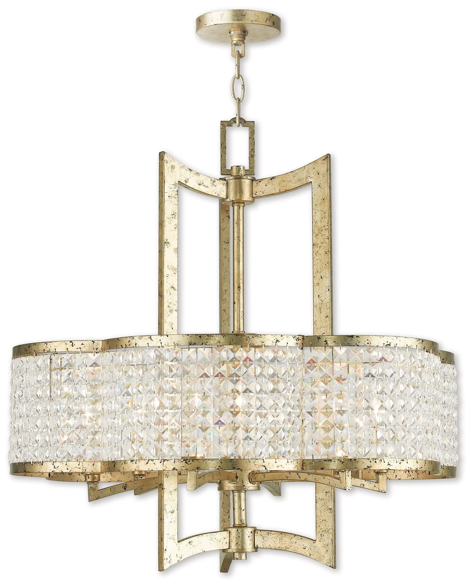 Grammercy 6 Light Hand Applied Winter Gold Chandelier - Image 1