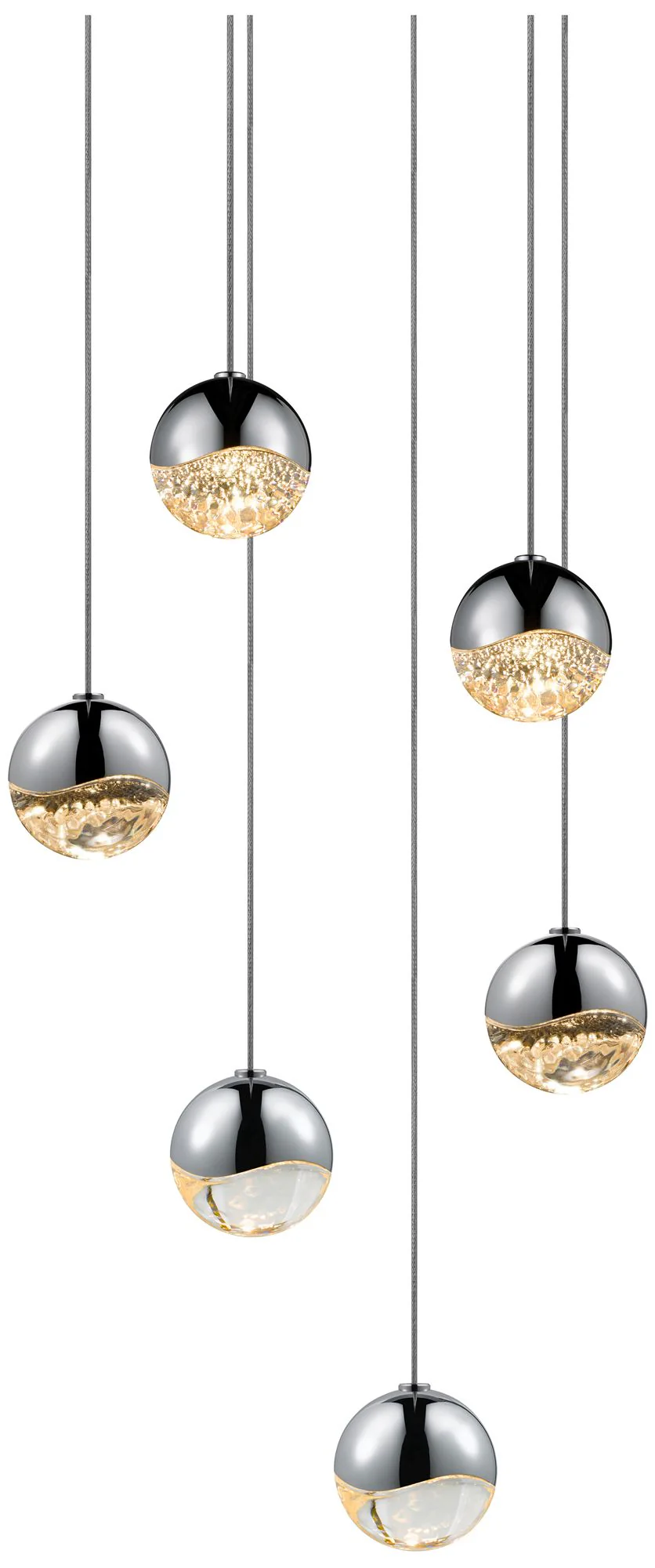 Grapes 10.5" Wide 6-Light Polished Chrome LED Pendant - Image 1