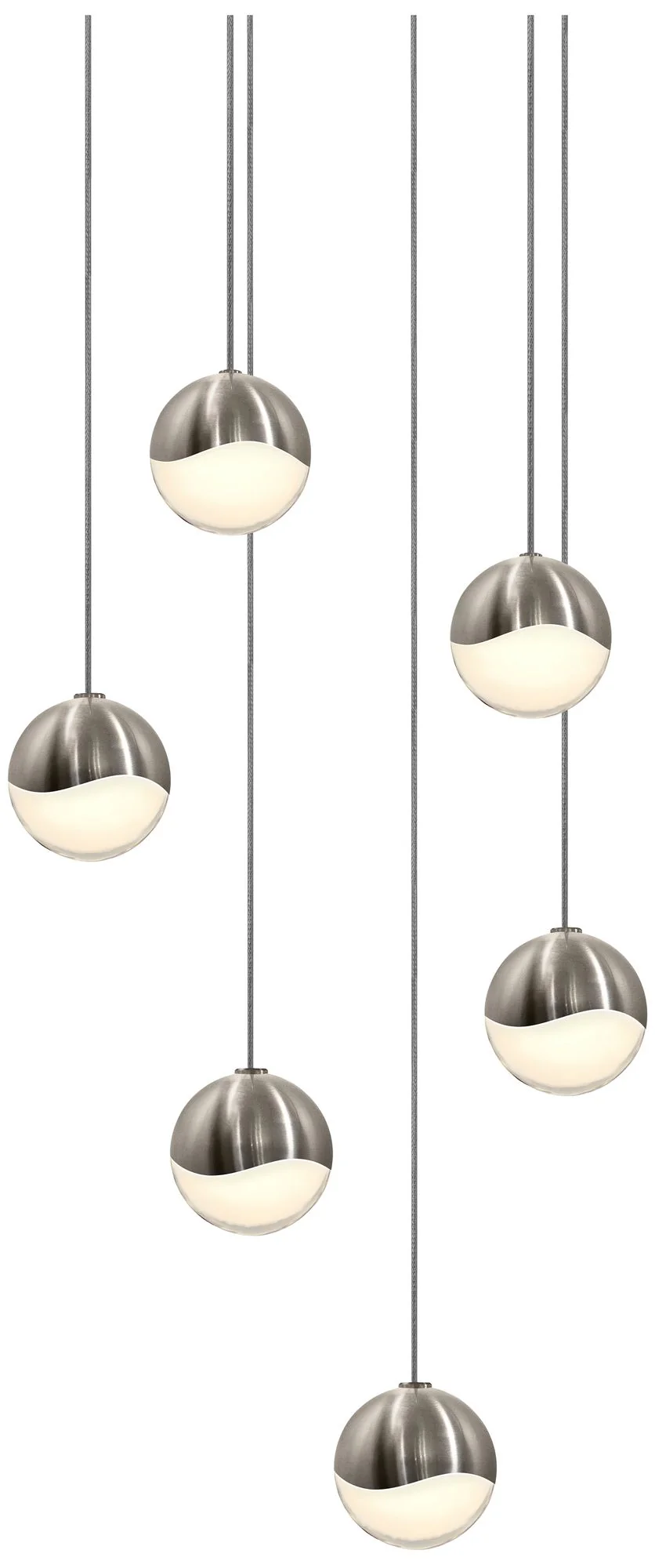 Grapes 10.5" Wide 6-Light Satin Nickel LED Pendant - Image 1