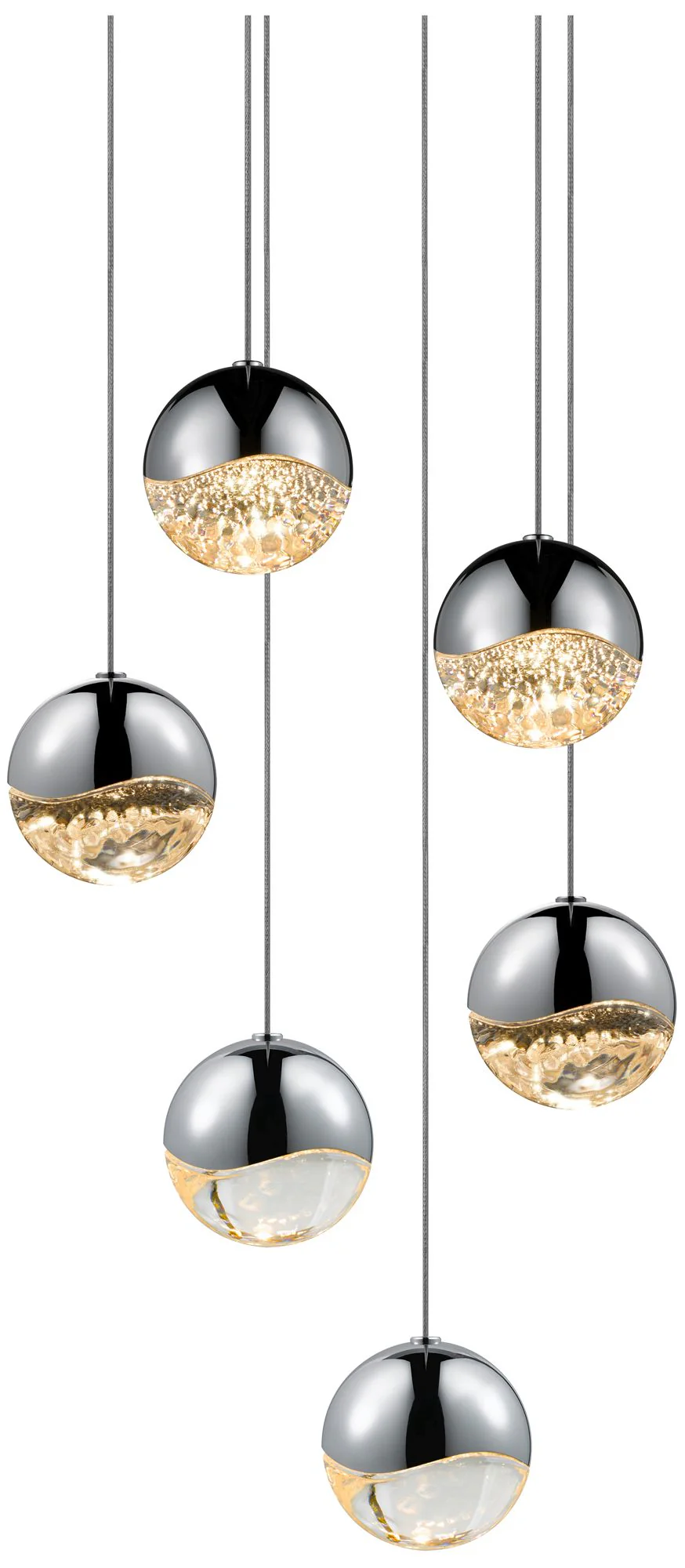 Grapes 11.25" Wide 6-Light Polished Chrome LED Pendant - Image 1