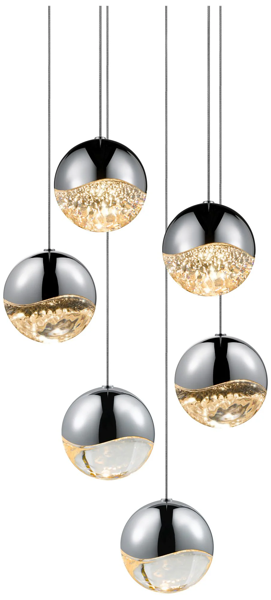 Grapes 11.75" Wide 6-Light Polished Chrome LED Pendant - Image 1