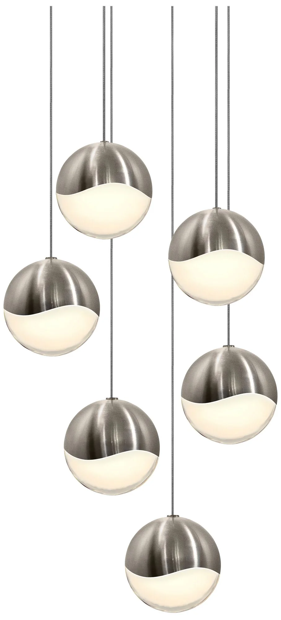 Grapes 11.75" Wide 6-Light Satin Nickel LED Pendant - Image 1