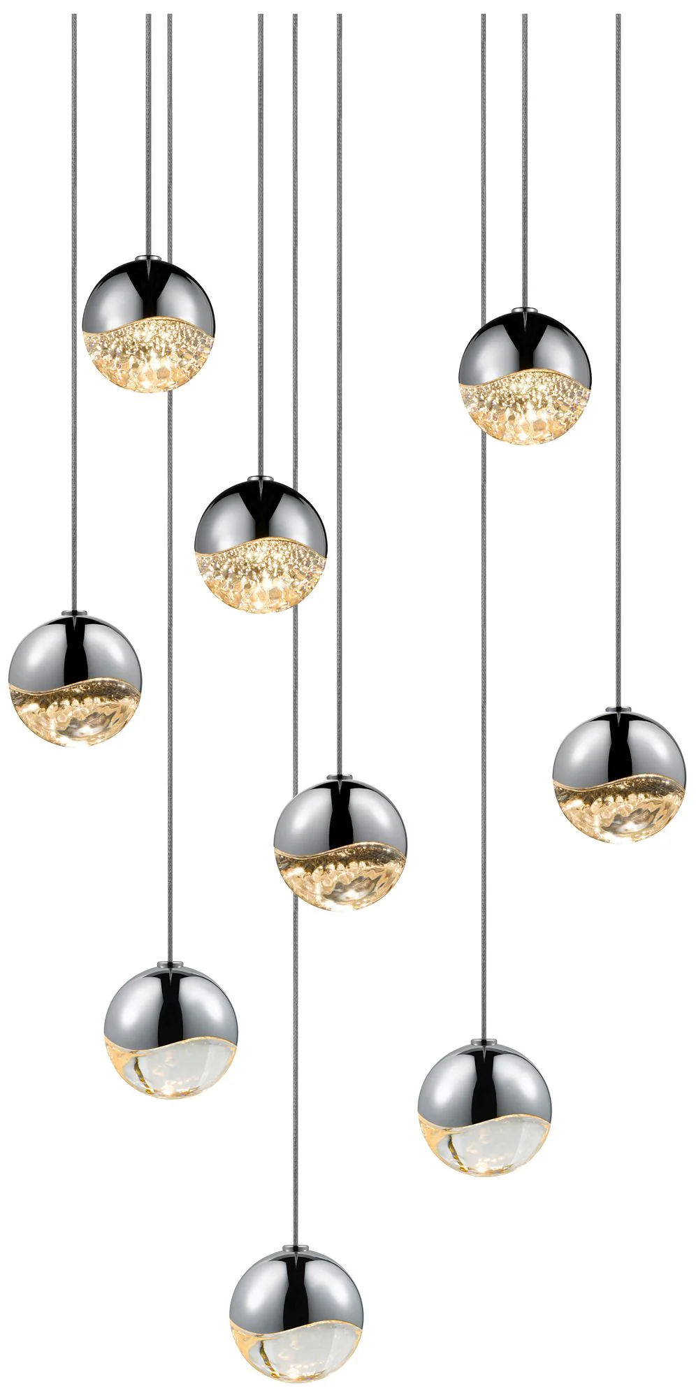 Grapes 12.5" Wide 9-Light Polished Chrome LED Pendant - Image 1