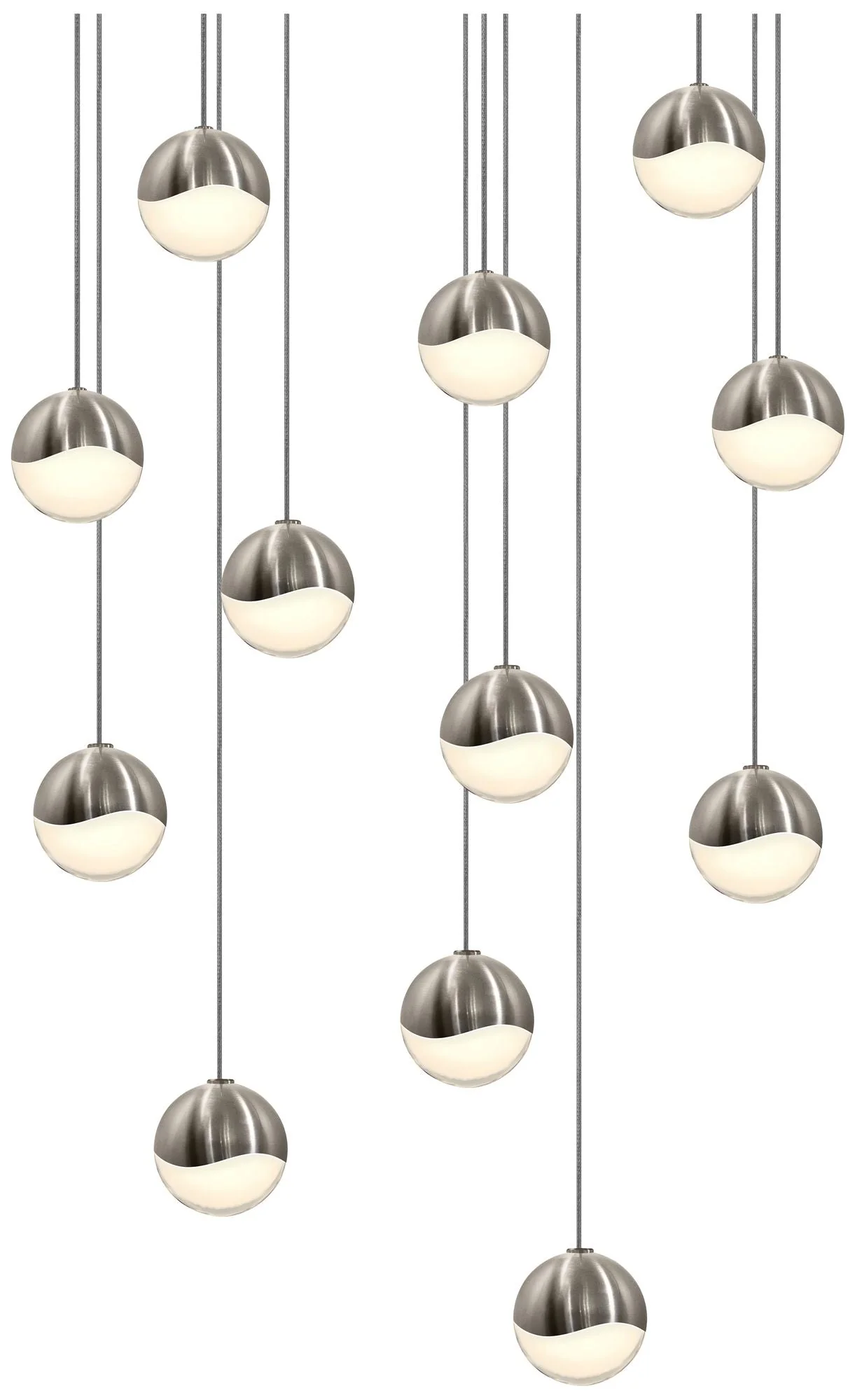 Grapes 15.5" Wide 12-Light Satin Nickel LED Pendant - Image 1