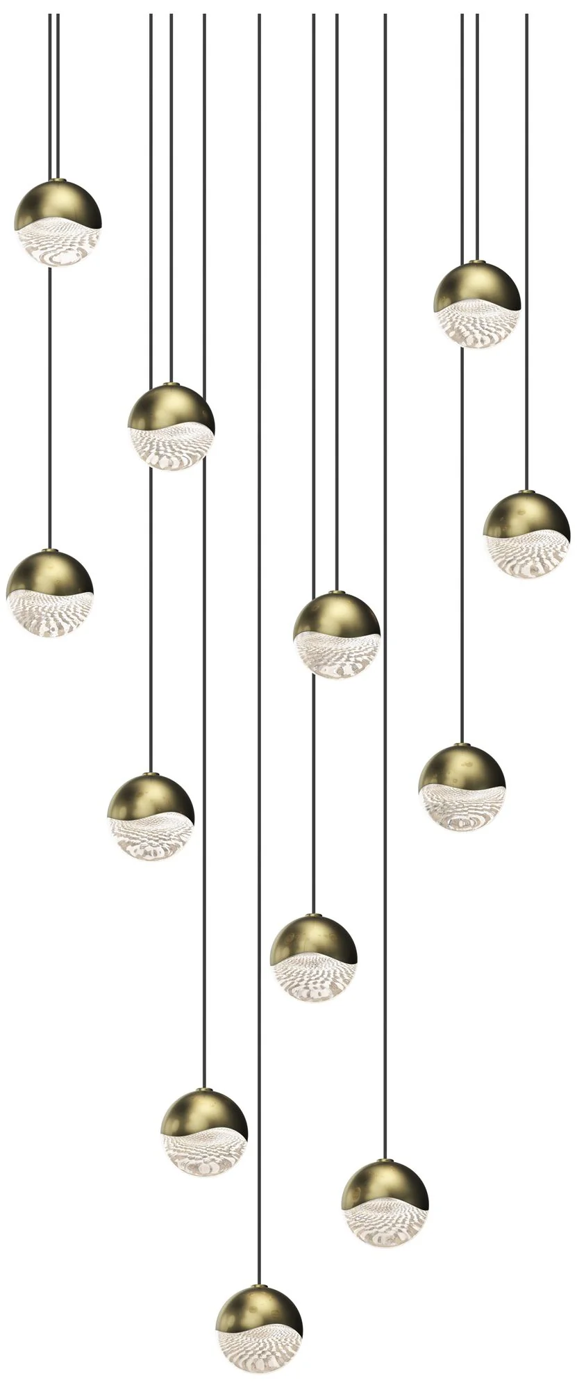 Grapes 15.5" Wide Round 12-Light Brass LED Pendant - Image 1