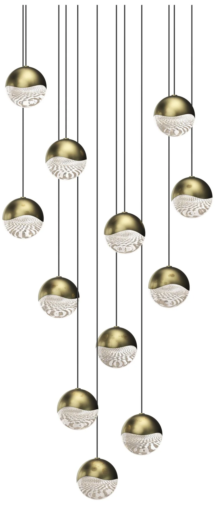 Grapes 16.25" Wide Round 12-Light Brass LED Pendant - Image 1