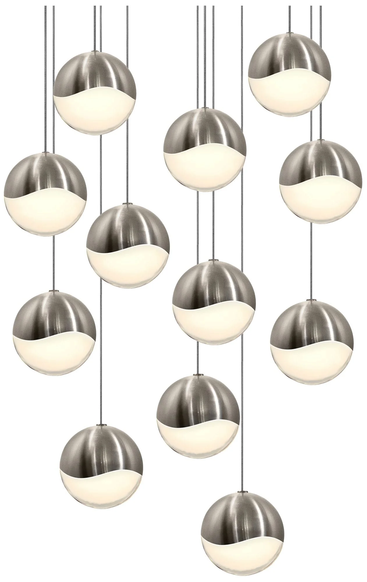 Grapes 17" Wide 12-Light Satin Nickel LED Pendant - Image 1
