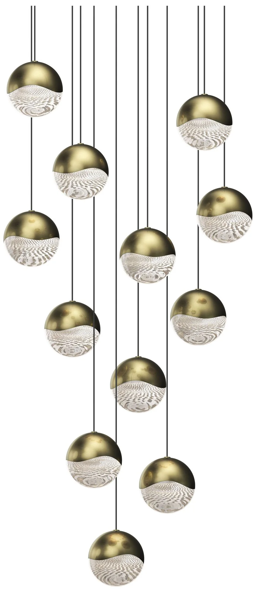 Grapes 17" Wide Round 12-Light Brass LED Pendant - Image 1