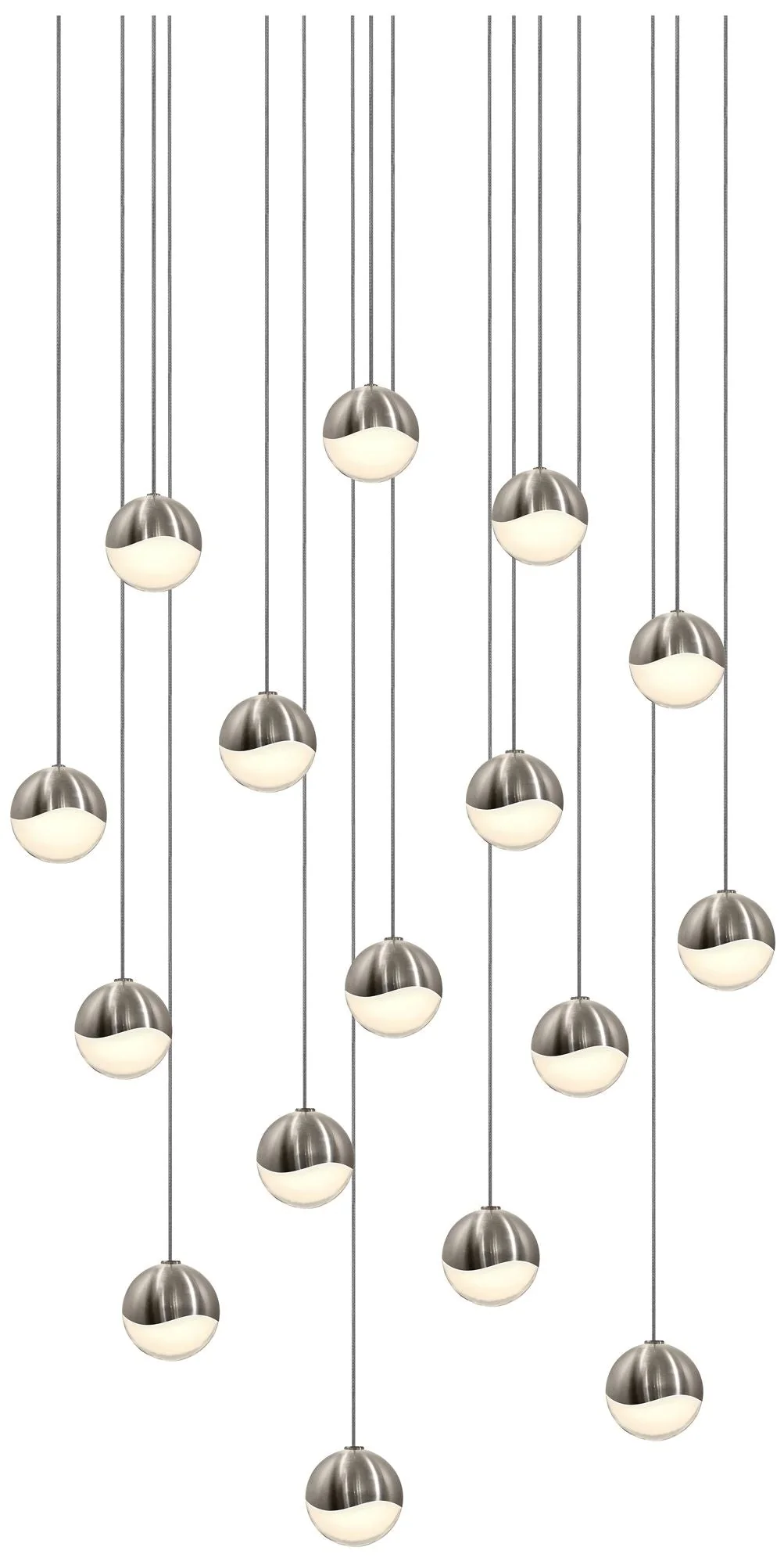 Grapes 22.5" Wide 16.Light Satin Nickel Small Square LED Pendant - Image 1