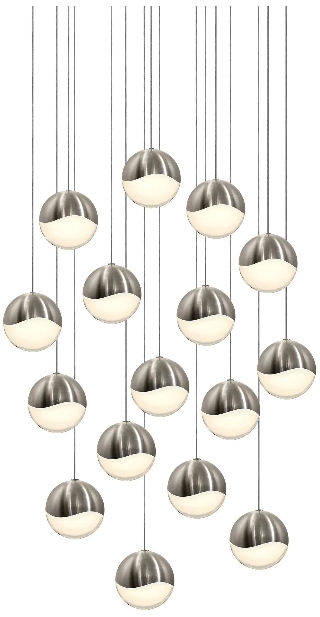 Grapes 23.75" Wide 16.Light Satin Nickel Large Square LED Pendant - Image 1