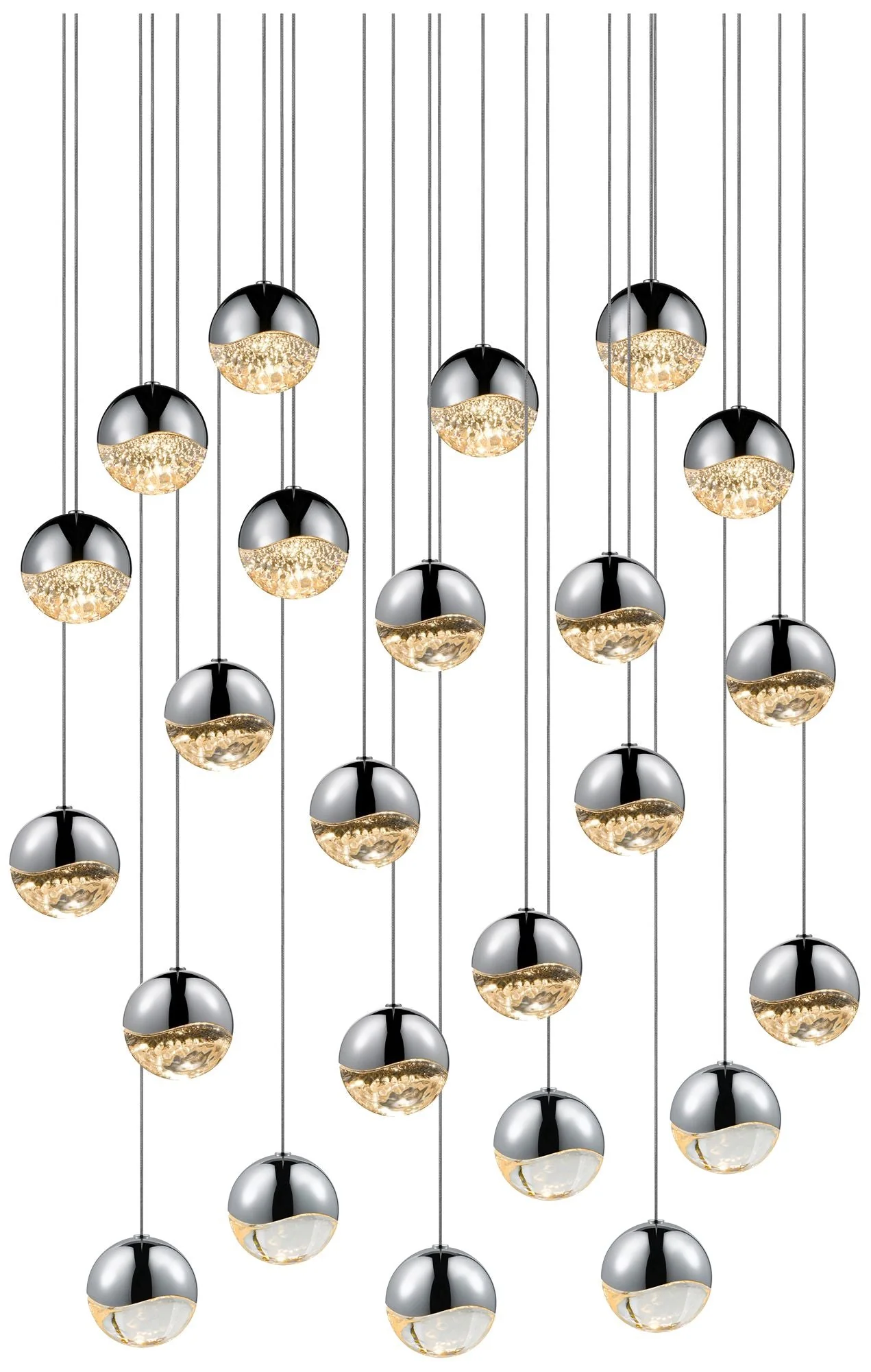 Grapes 26.25" Wide 24-Light Polished Chrome LED Pendant - Image 1