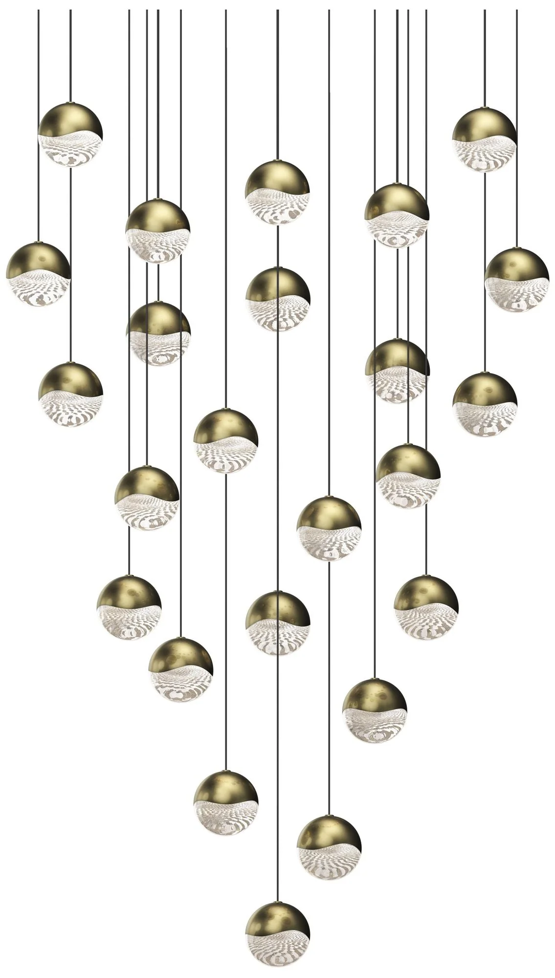 Grapes 26.25" Wide Round 24-Light Brass LED Pendant - Image 1