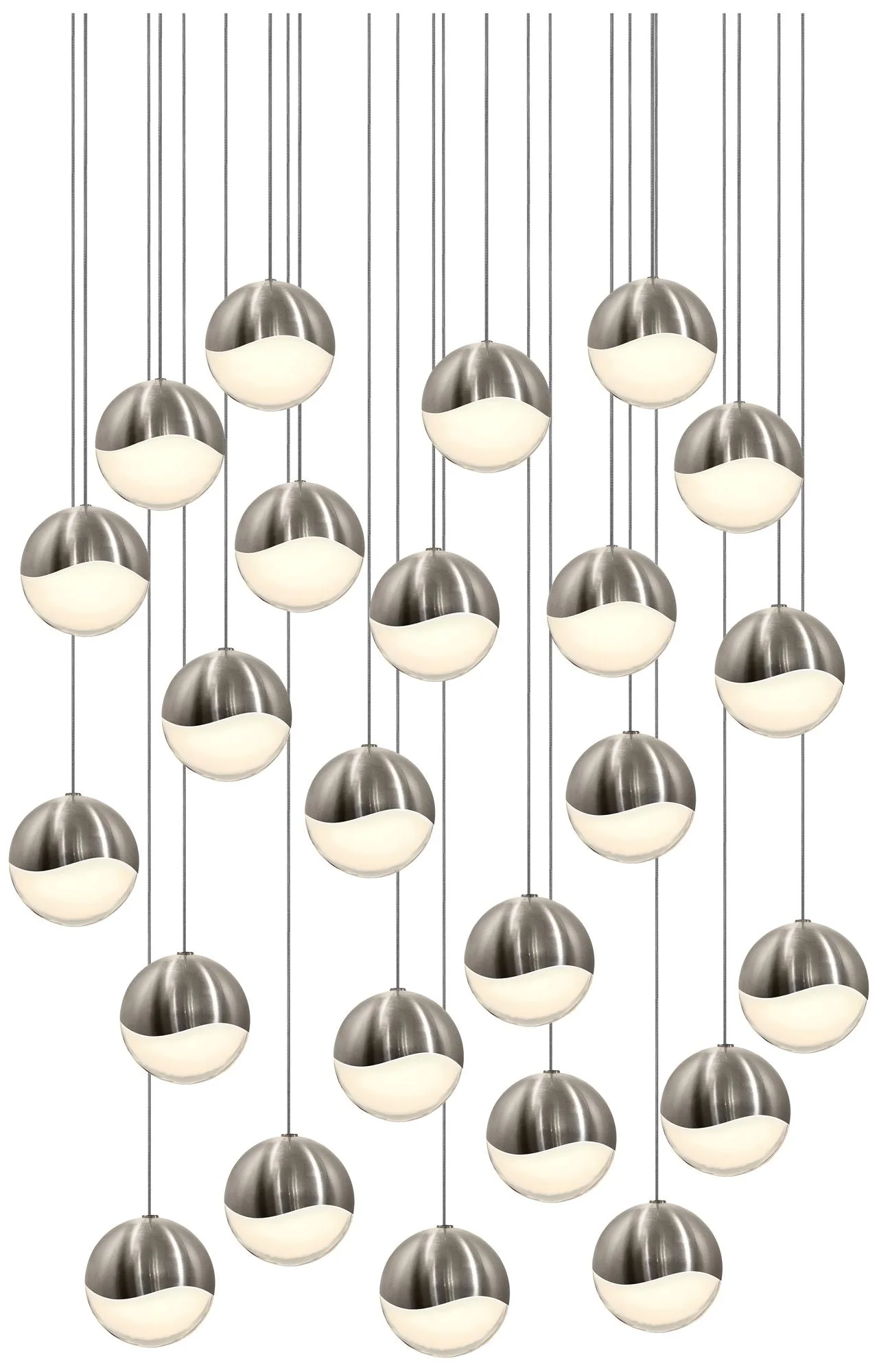Grapes 27" Wide 24-Light Satin Nickel LED Pendant - Image 1
