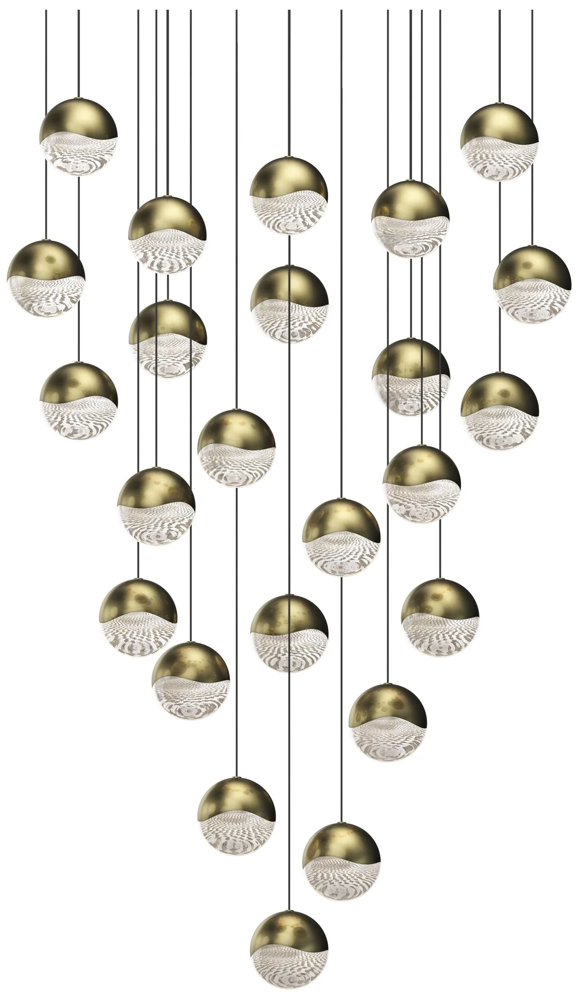 Grapes 27" Wide Round 24-Light Brass LED Pendant - Image 1
