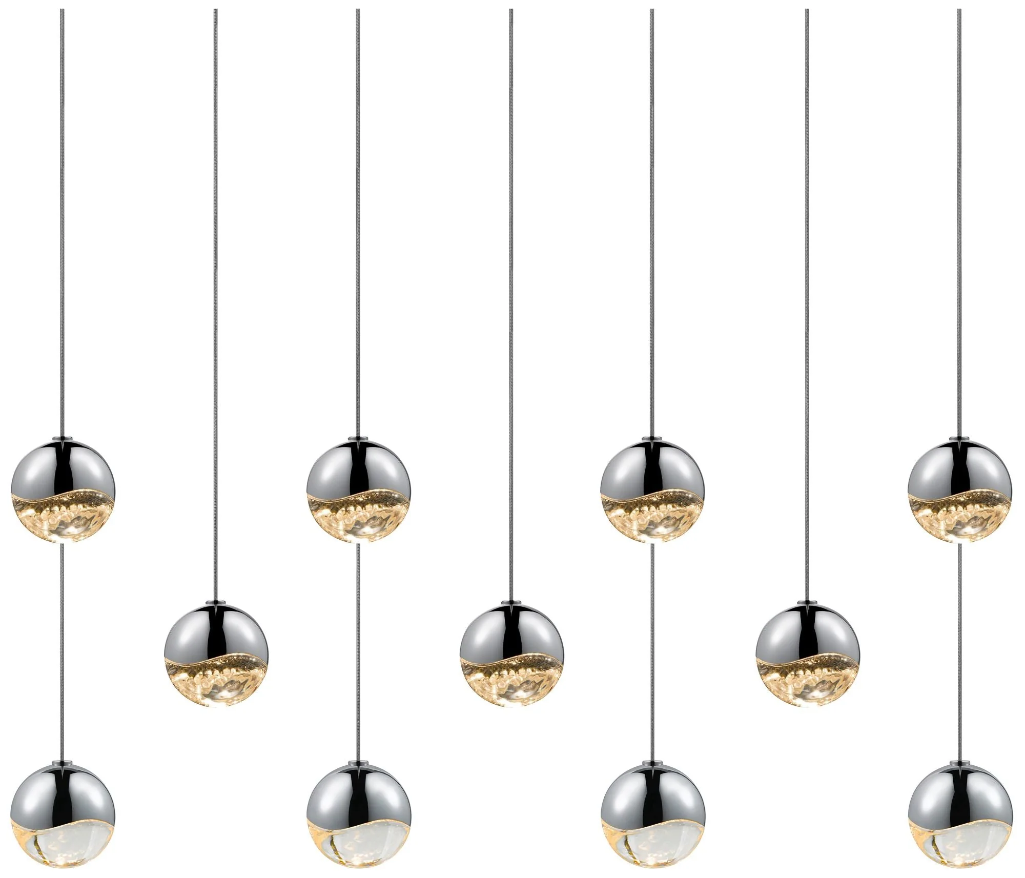 Grapes 36.25" Wide 11.Light Polished Chrome Small LED Pendant - Image 1