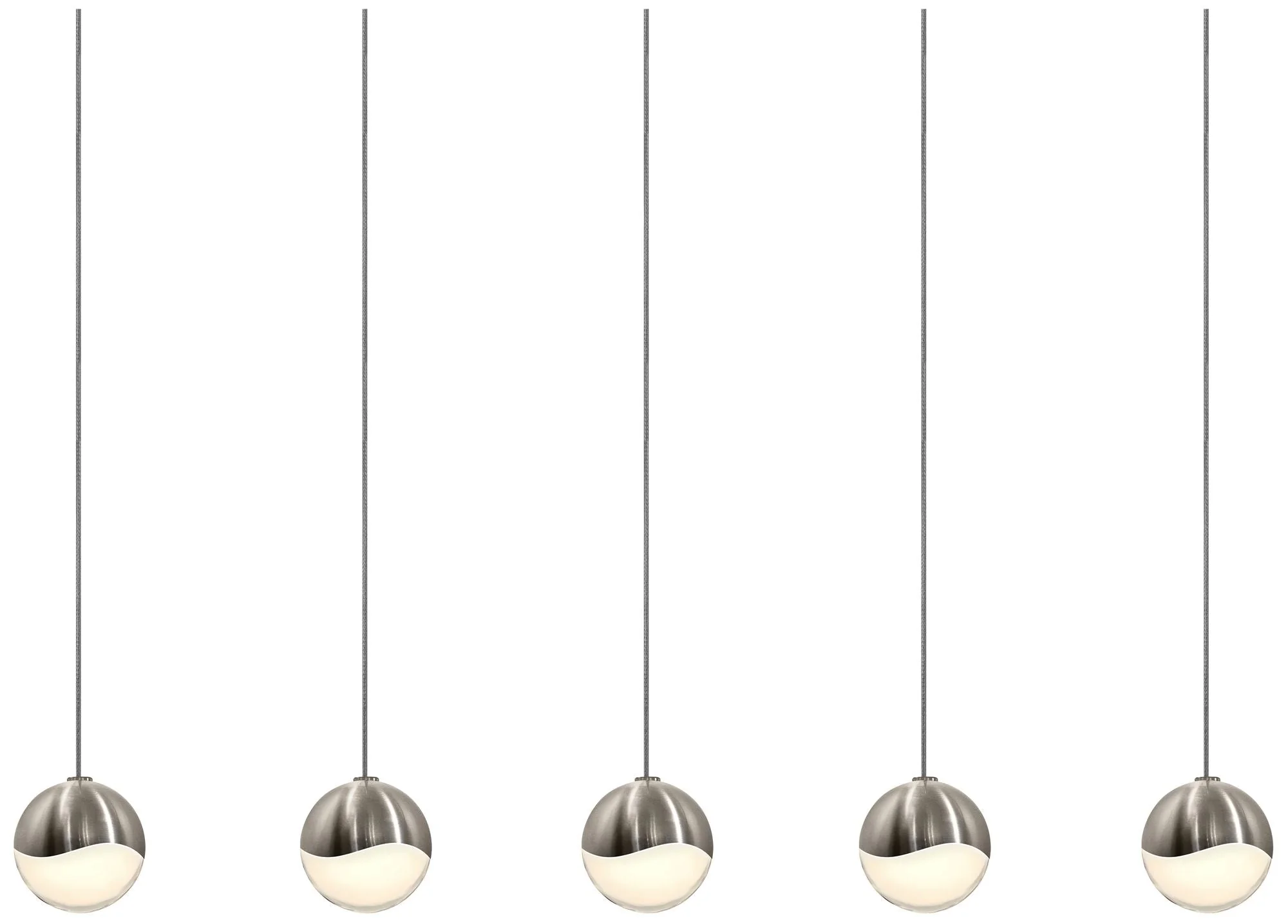 Grapes 36.5" Wide 5.Light Satin Nickel Small LED Pendant - Image 1