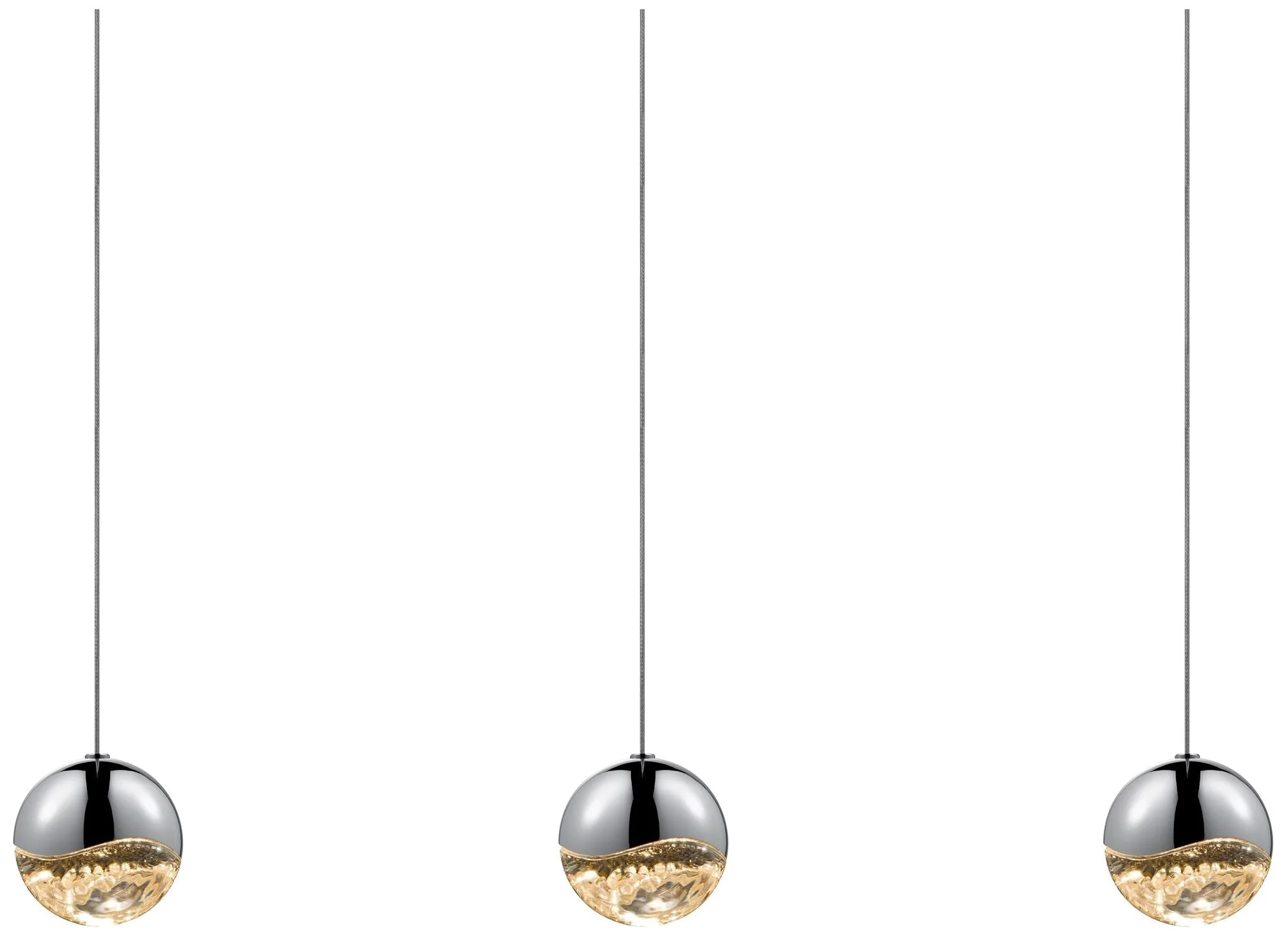 Grapes 37.25" Wide 3.Light Polished Chrome Medium LED Pendant - Image 1