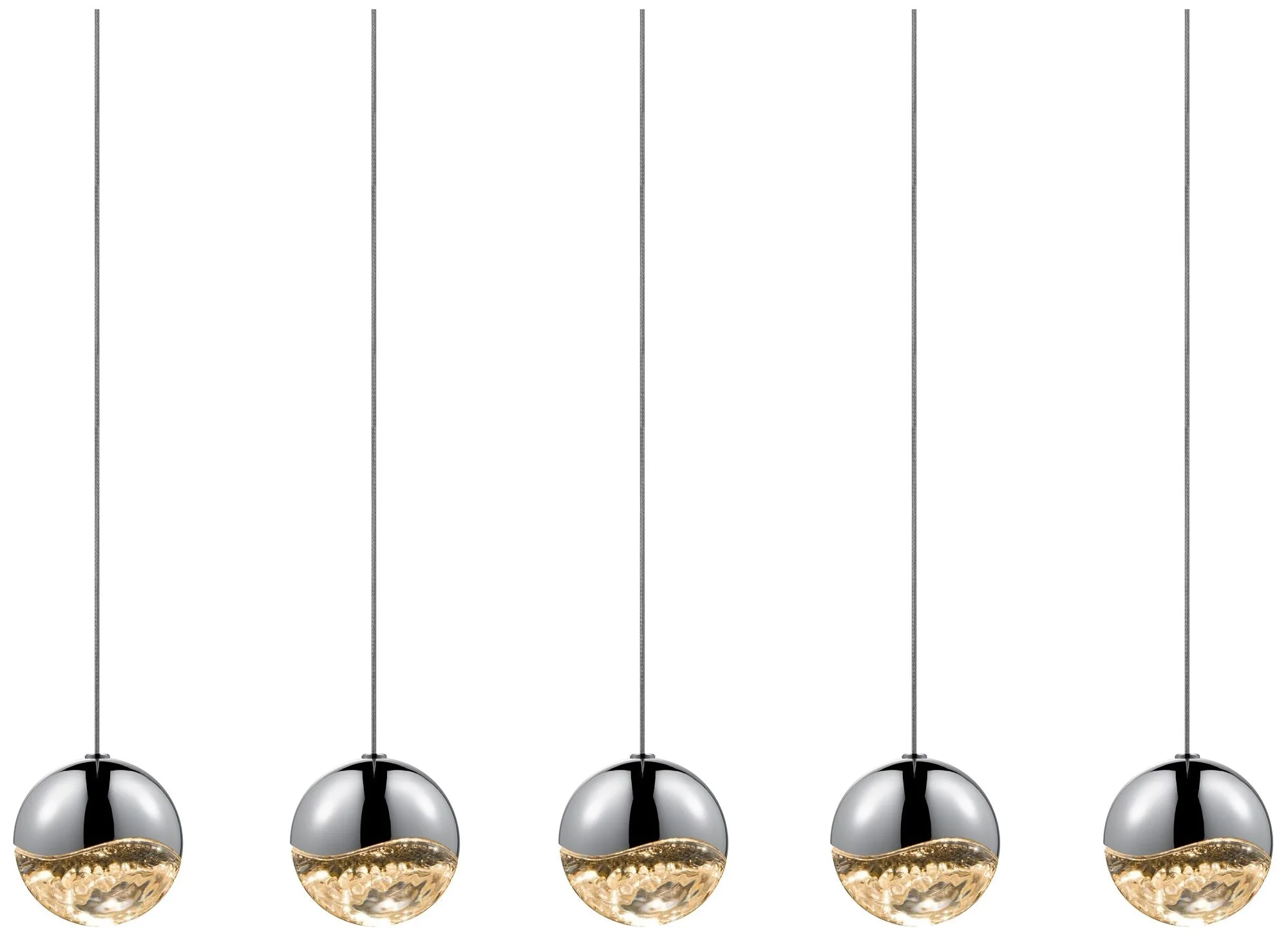 Grapes 37.25" Wide 5.Light Polished Chrome Medium LED Pendant - Image 1