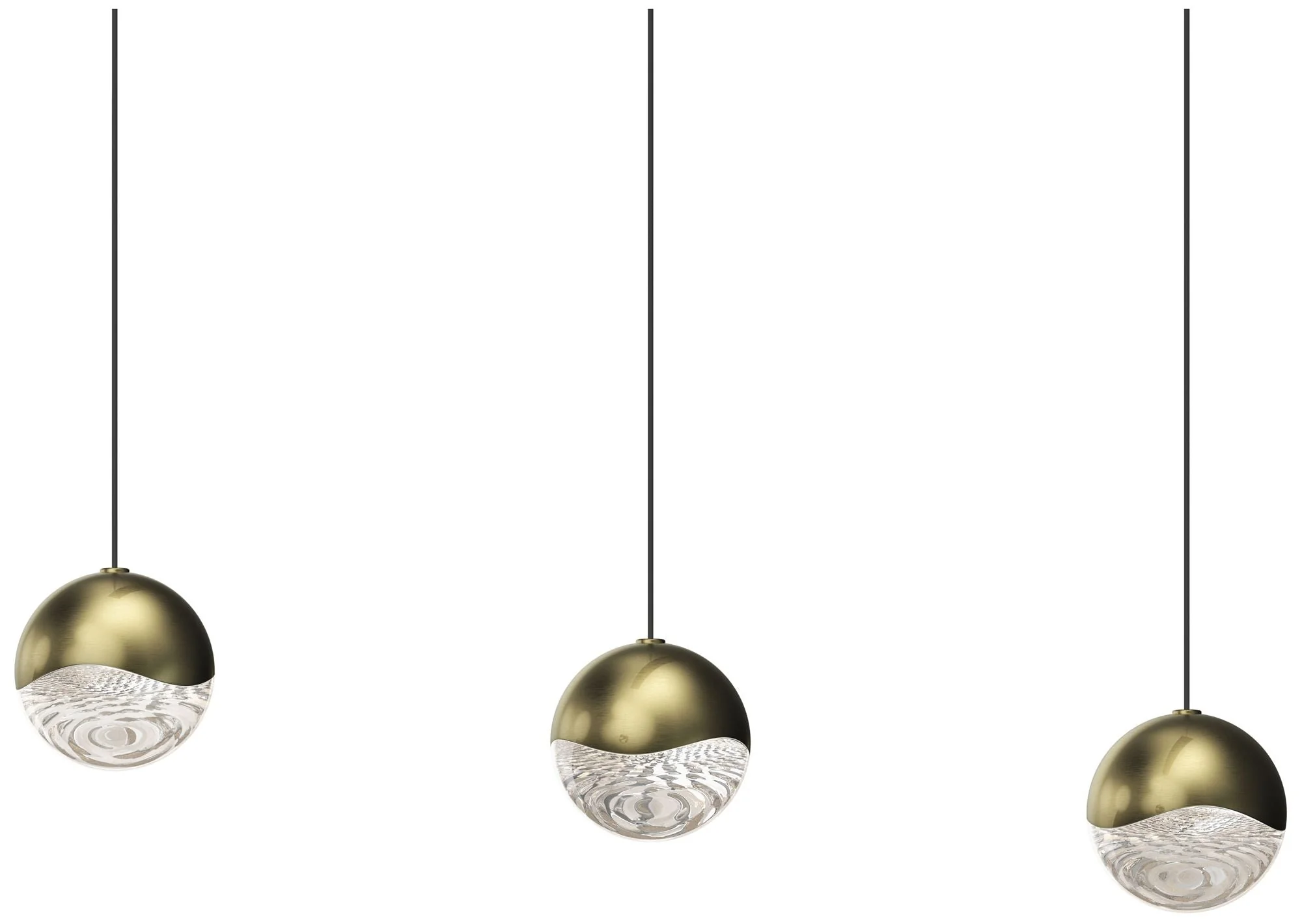Grapes 37.25" Wide Rectangle 3-Light Brass LED Pendant - Image 1