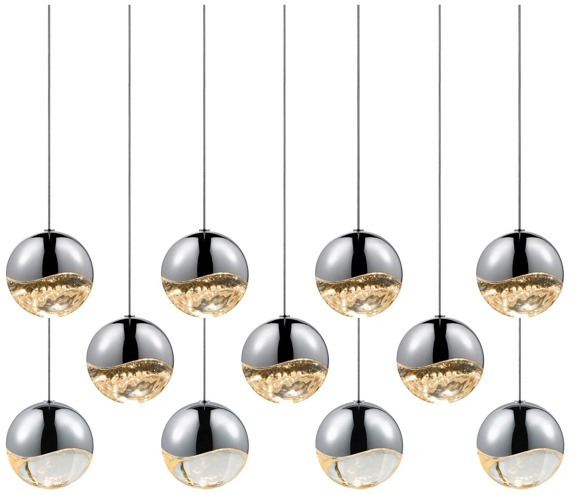 Grapes 37.5" Wide 11-Light Polished Chrome Large Rectangle LED Pendant - Image 1