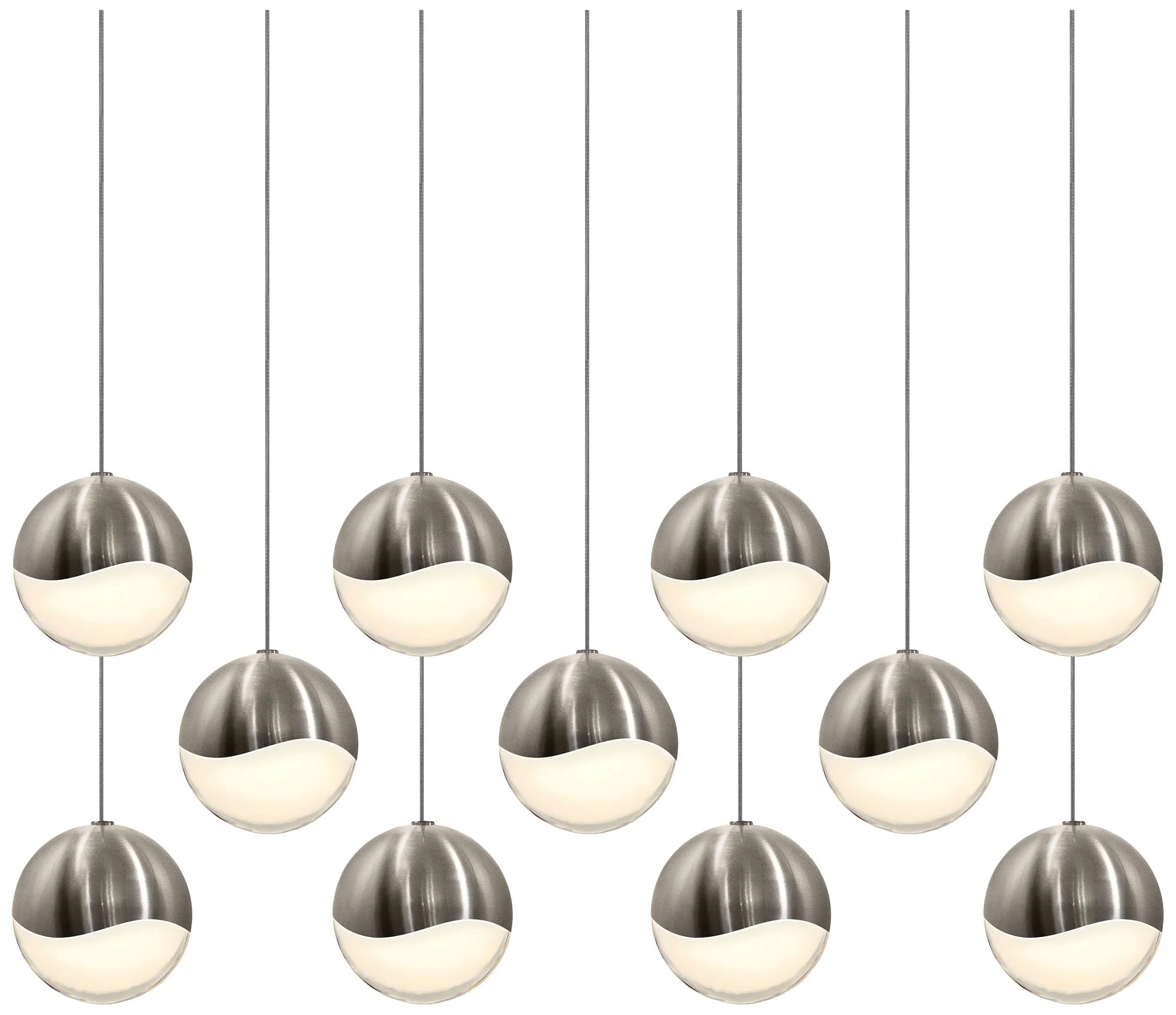 Grapes 37.5" Wide 11.Light Satin Nickel Large LED Pendant - Image 1