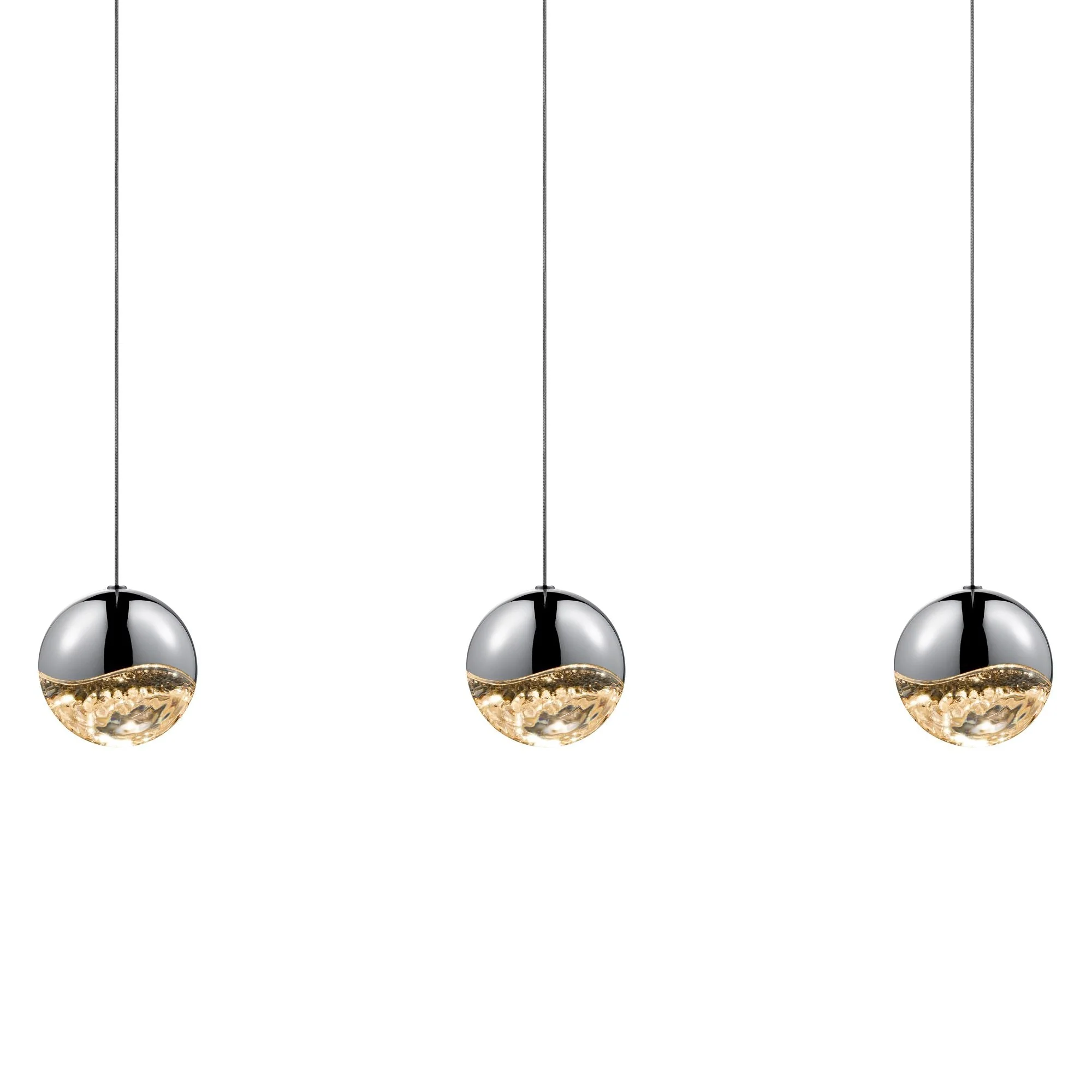 Grapes 37.75" Wide 3.Light Polished Chrome Large LED Pendant - Image 1