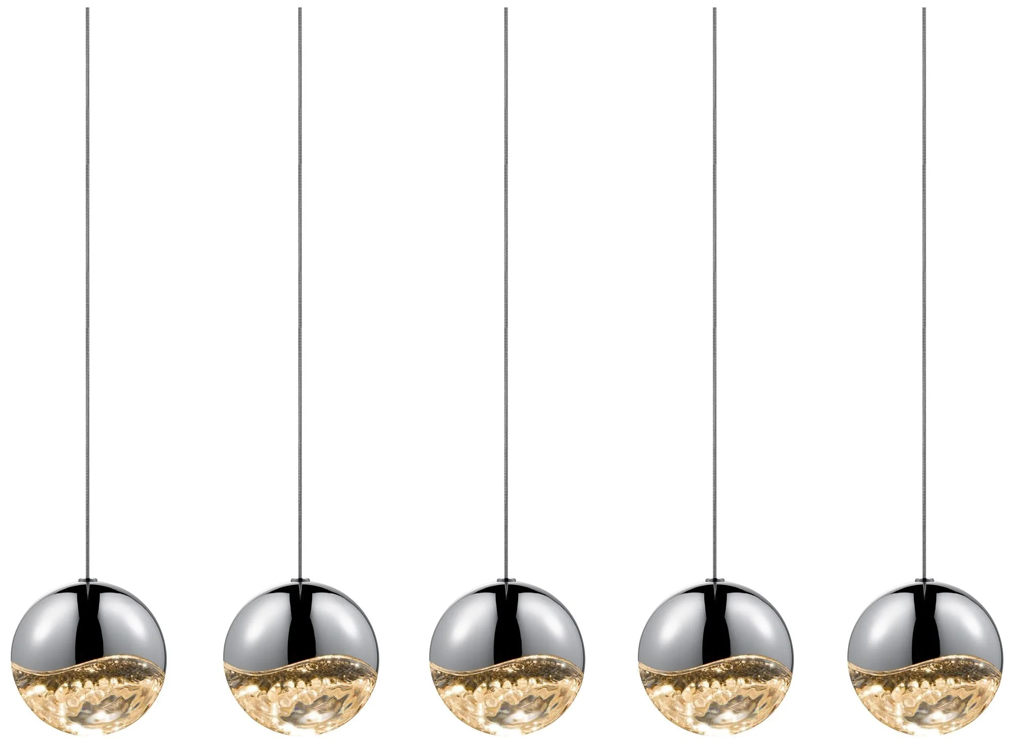Grapes 37.75" Wide 5.Light Polished Chrome Large LED Pendant - Image 1