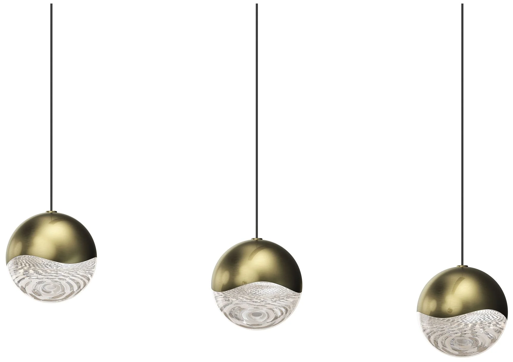 Grapes 37.75" Wide Rectangle 3-Light Brass LED Pendant - Image 1