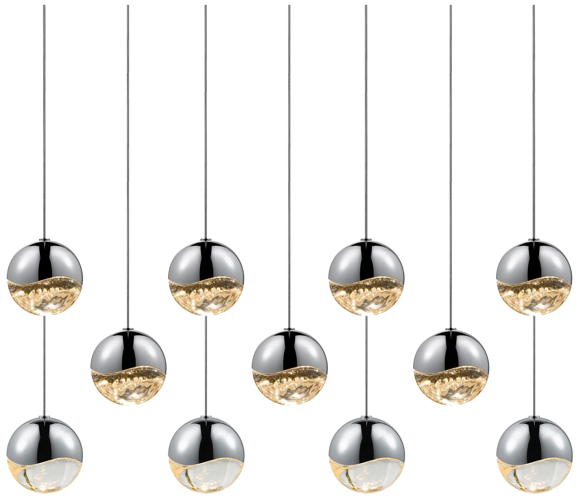 Grapes 37" Wide 11.Light Polished Chrome Medium Pendant - Image 1