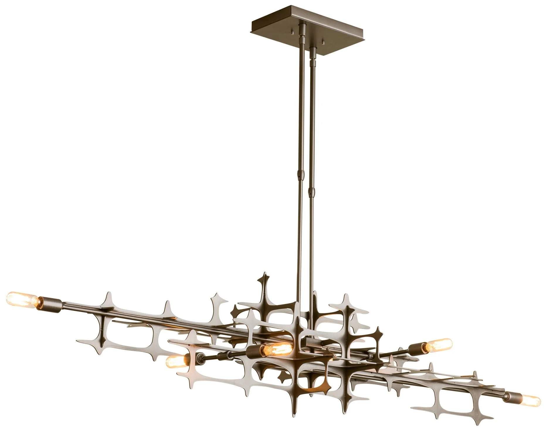 Grid 53.6" Dark Smoke Short Pendant with - Image 1