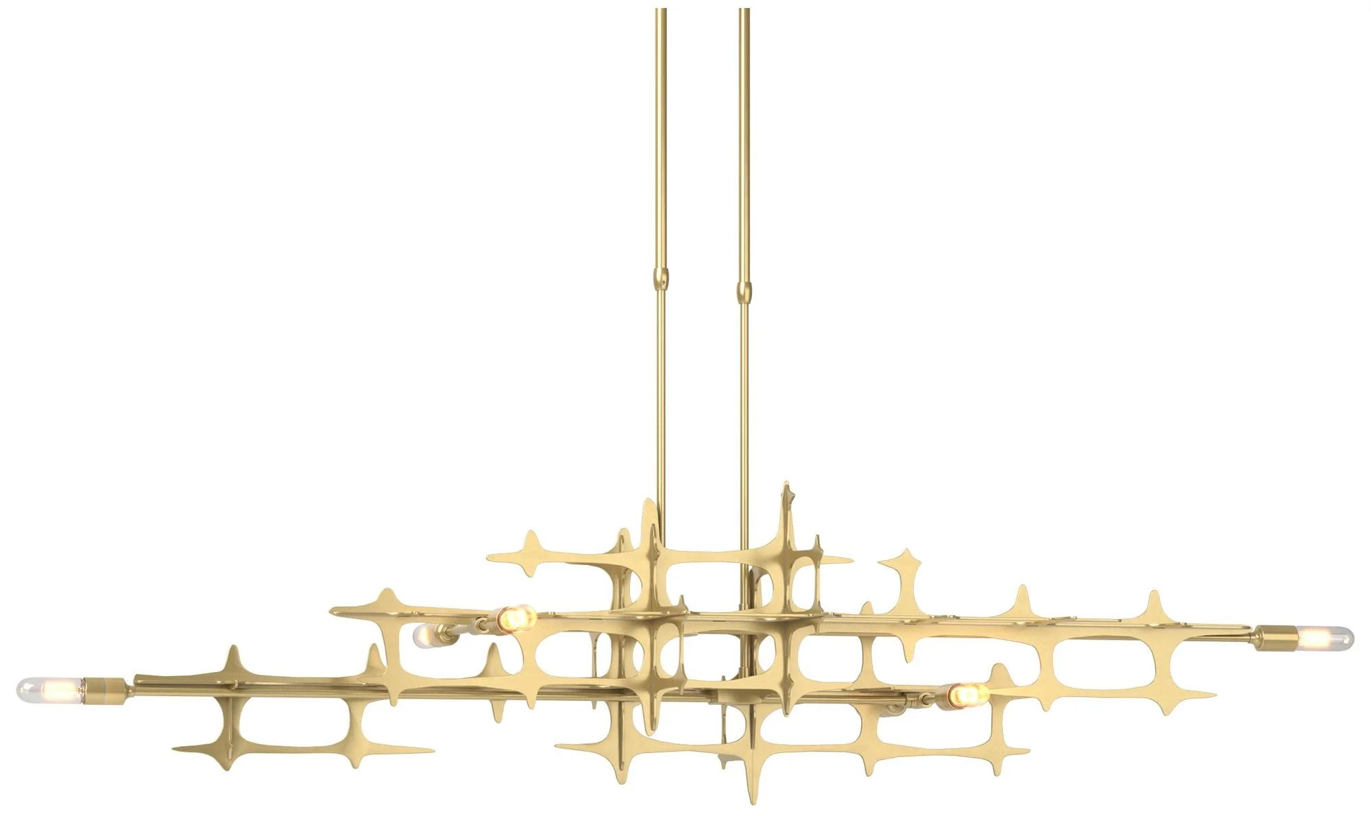 Grid 53.6" Wide Modern Brass Short Height Pendant - Image 1