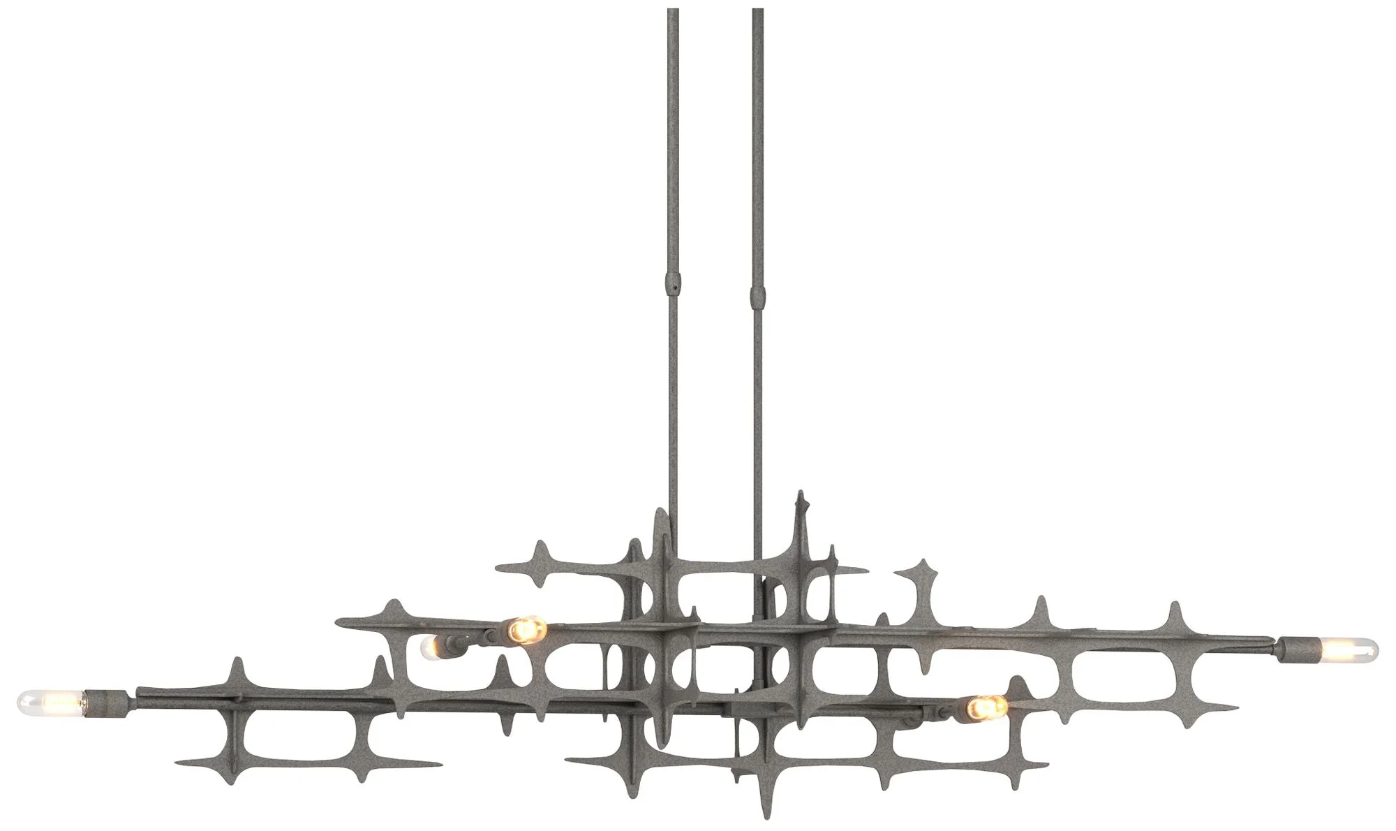 Grid 53.6" Wide Natural Iron Long Pendant - Image 1
