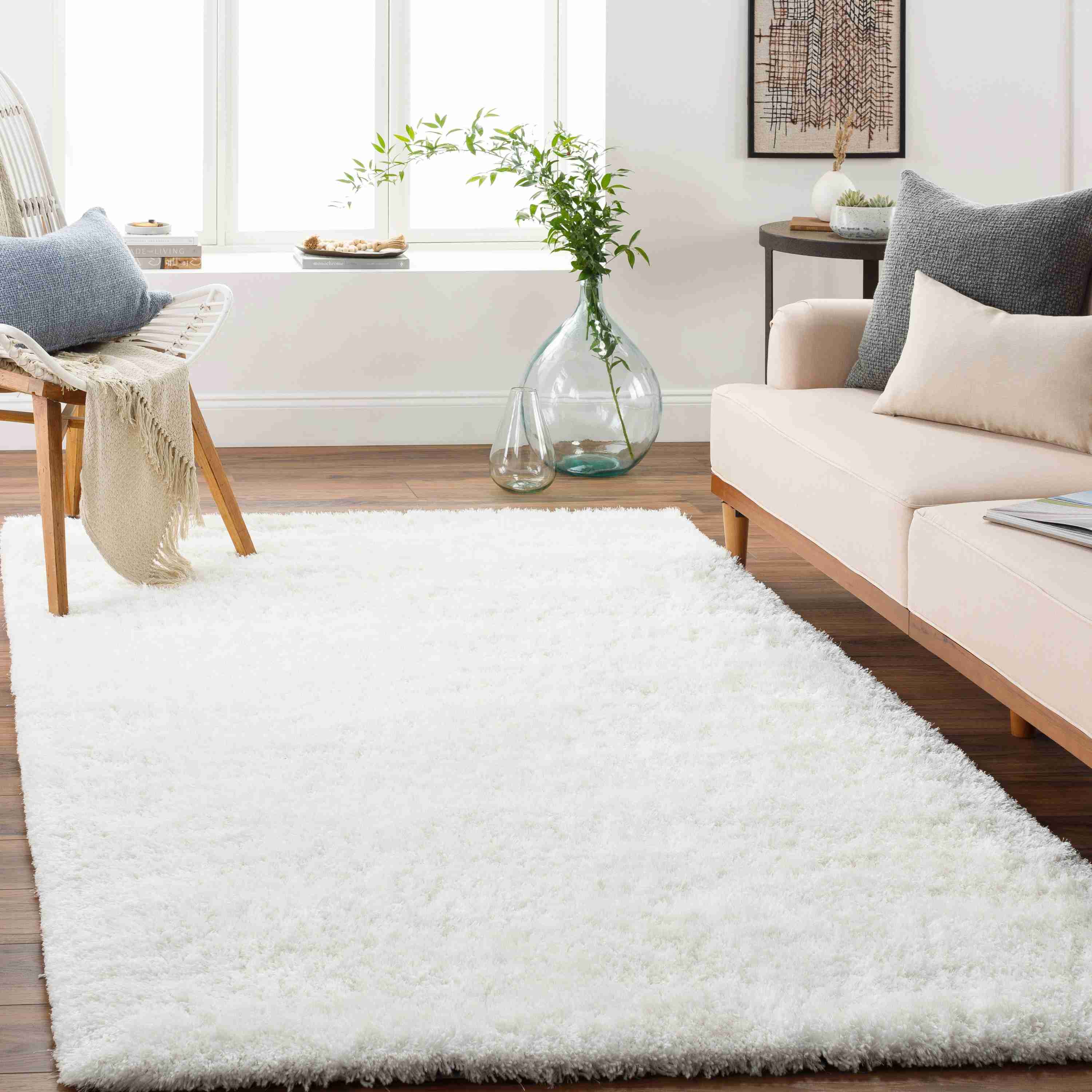 Surya Rugs Grizzly Collection White Plush Pile Area Rug GRIZZLY-9 - Image 1