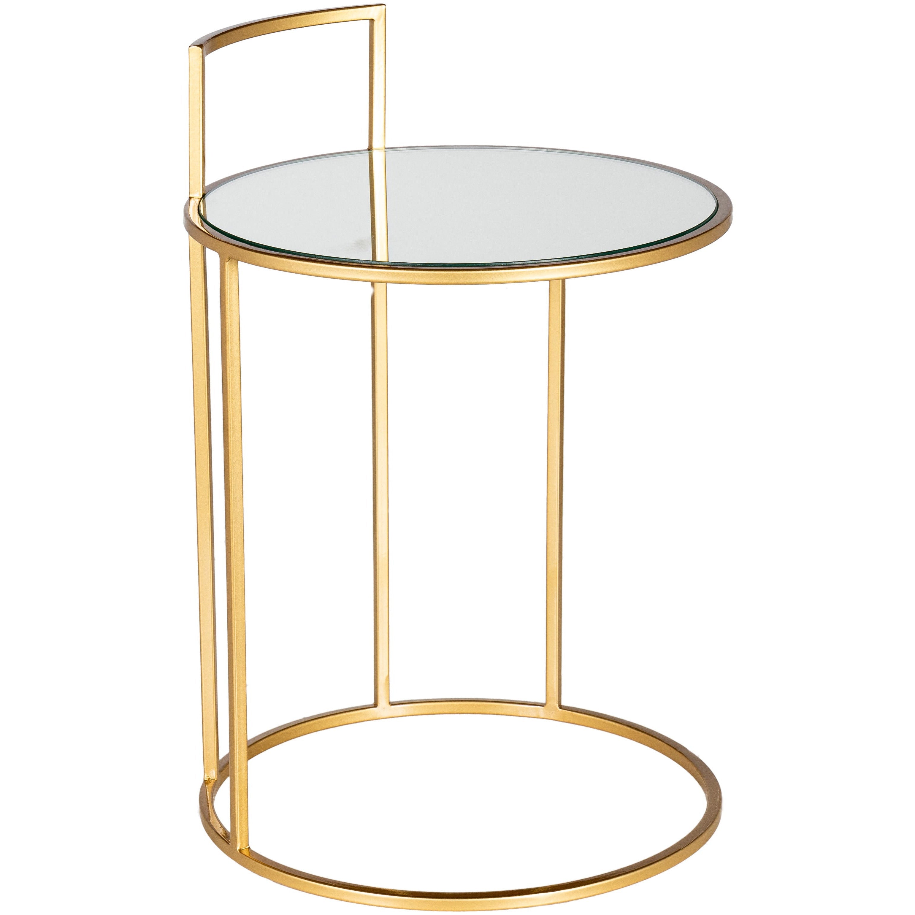 Surya Gossamer Modern Mirror Top Metallic Gold Metal Base Round Accent Side Table GGR-001 - Image 3
