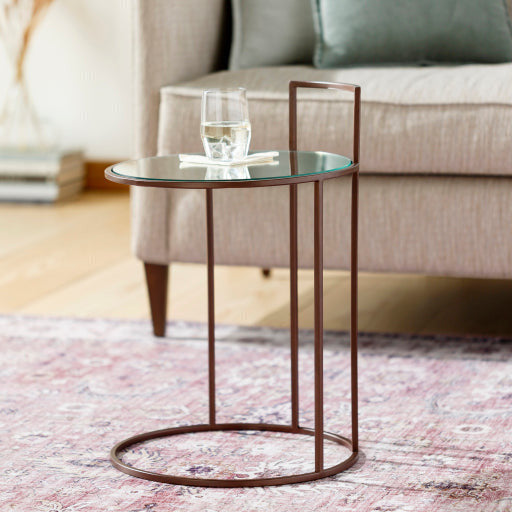 Surya Gossamer Modern Mirrir Top Metallic Bronze Base Accent Side Table GSS-004 - Image 1