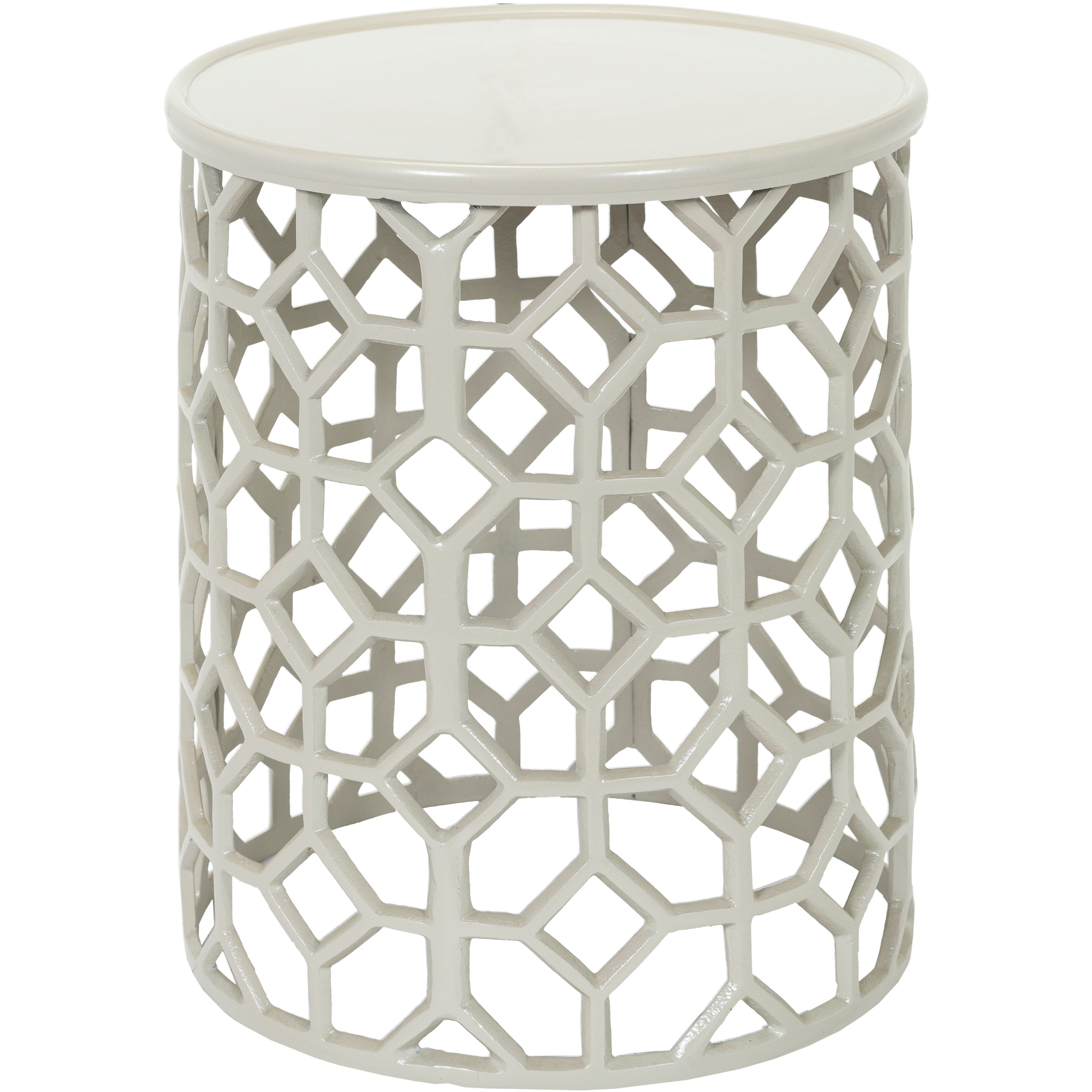 Surya Hale Modern Cream Metal Round Accent Side Table HALE-107 - Image 1