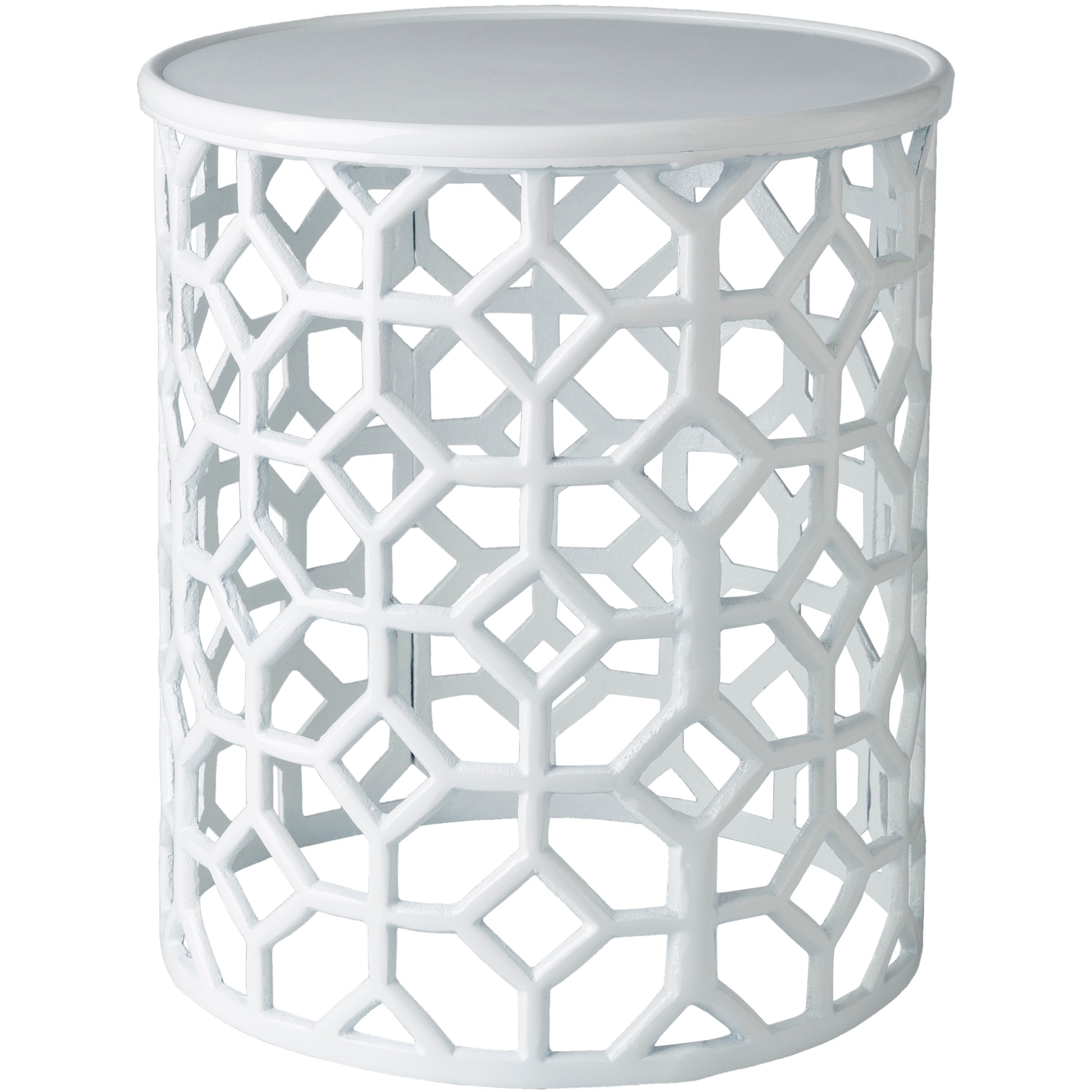 Surya Hale Modern White Metal Round Accent Side Table HALE-100