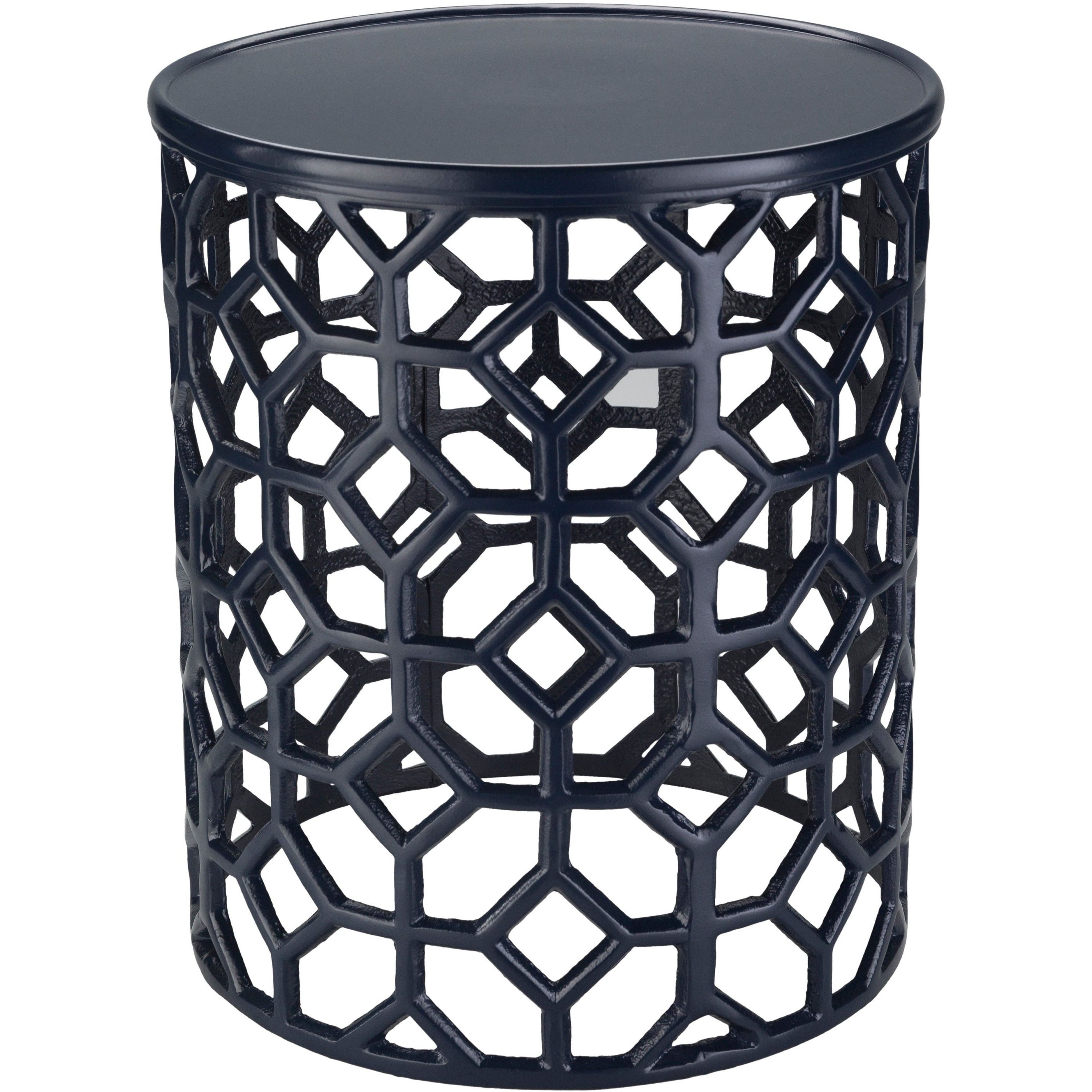 Surya Hale Modern Navy Metal Round Accent Side Table HALE-101 - Image 1