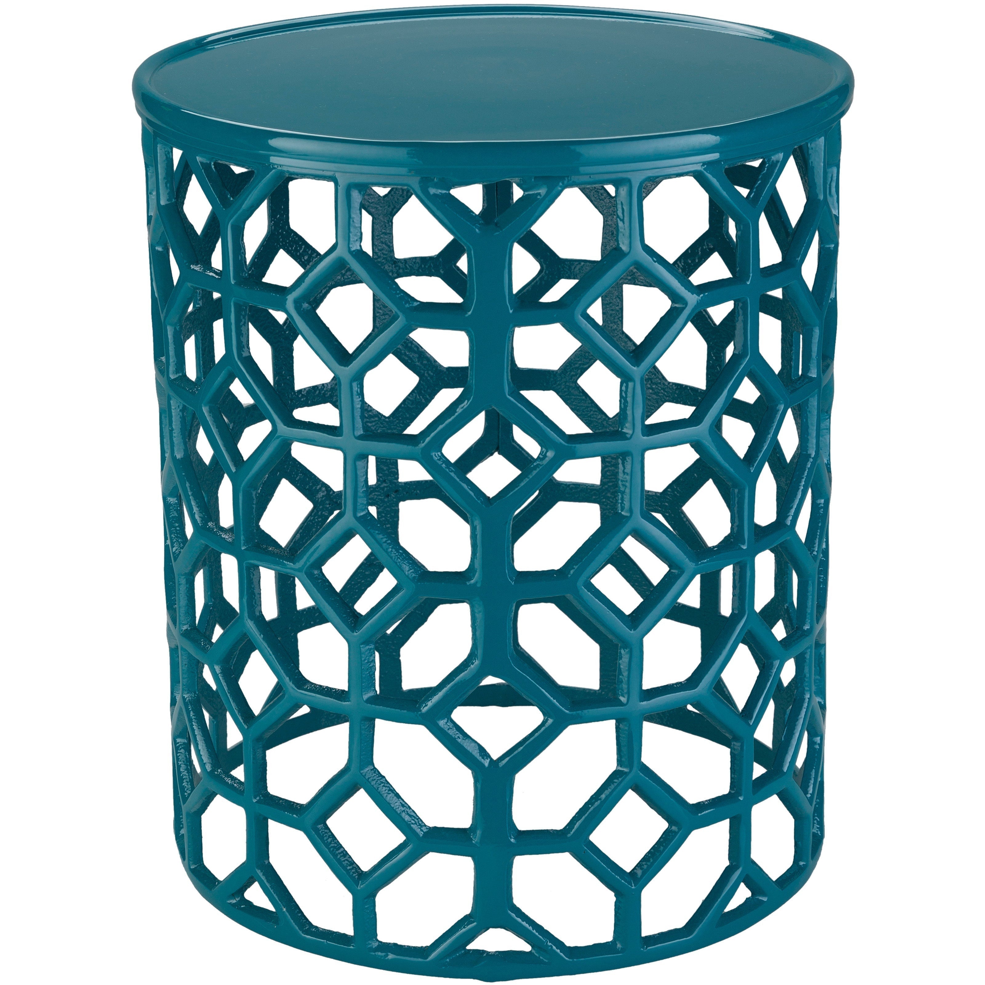 Surya Hale Modern Teal Metal Round Accent Side Table HALE-102 - Image 3