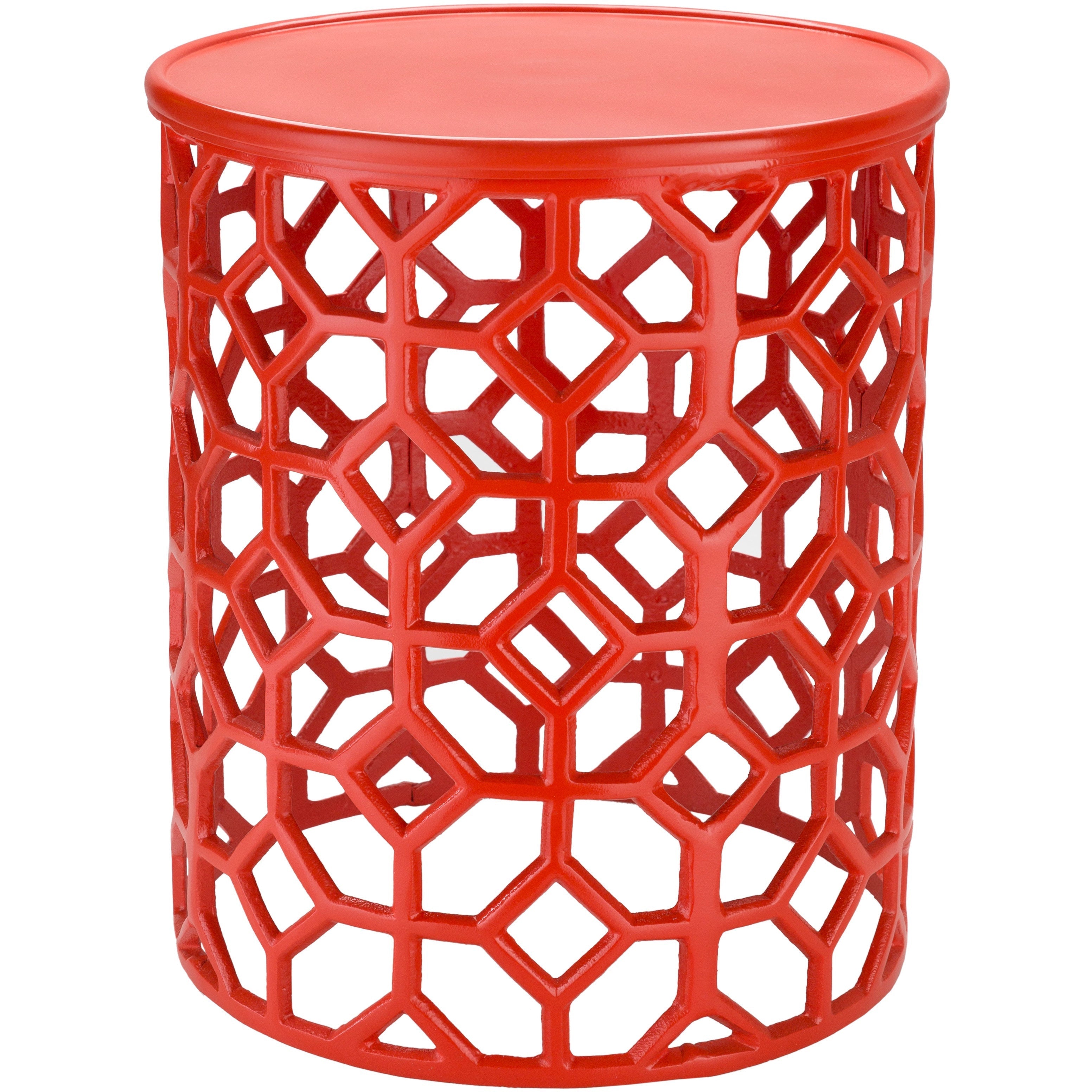 Surya Hale Modern Bright Orange Metal Round Accent Side Table HALE-103 - Image 1