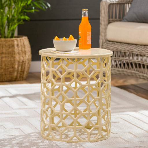 Surya Hale Modern Yellow Metal Round Accent Side Table HALE-104 - Image 1