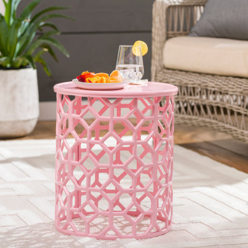 Surya Hale Modern Blush Pink Metal Round Accent Side Table HALE-105 - Image 1