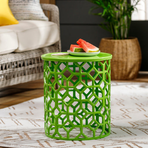 Surya Hale Modern Green Metal Round Accent Side Table HALE-106 - Image 1