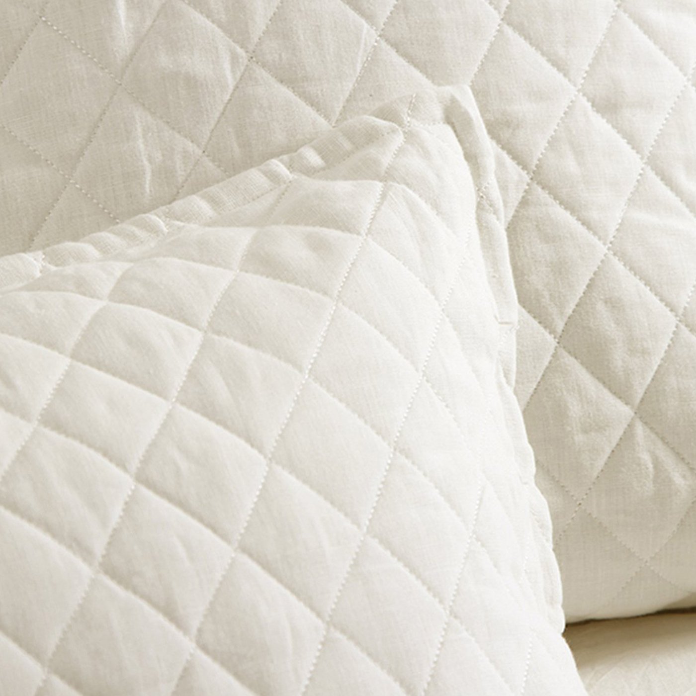 Pom Pom at Home Hampton Cream Linen Diamond Quilted Coverlet and Pillow Shams ~ Available in Twin, Queen and King Sizes - Image 2