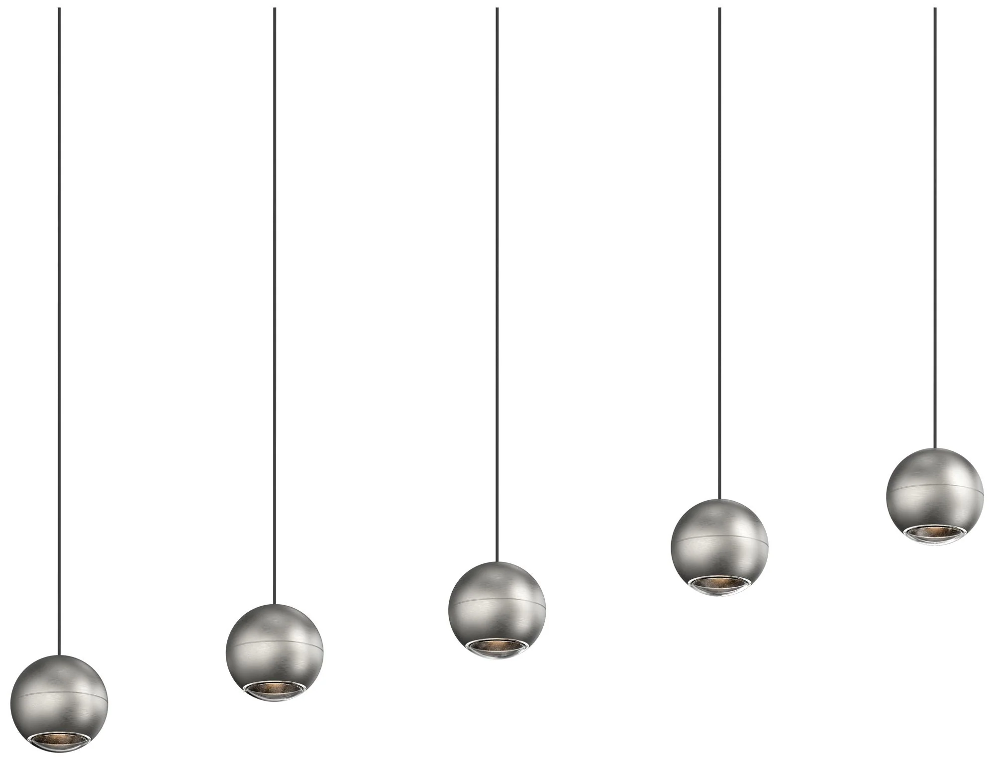 Hemisphere 15" 5 Light  Natural Anodized Linear Pendant - Image 1