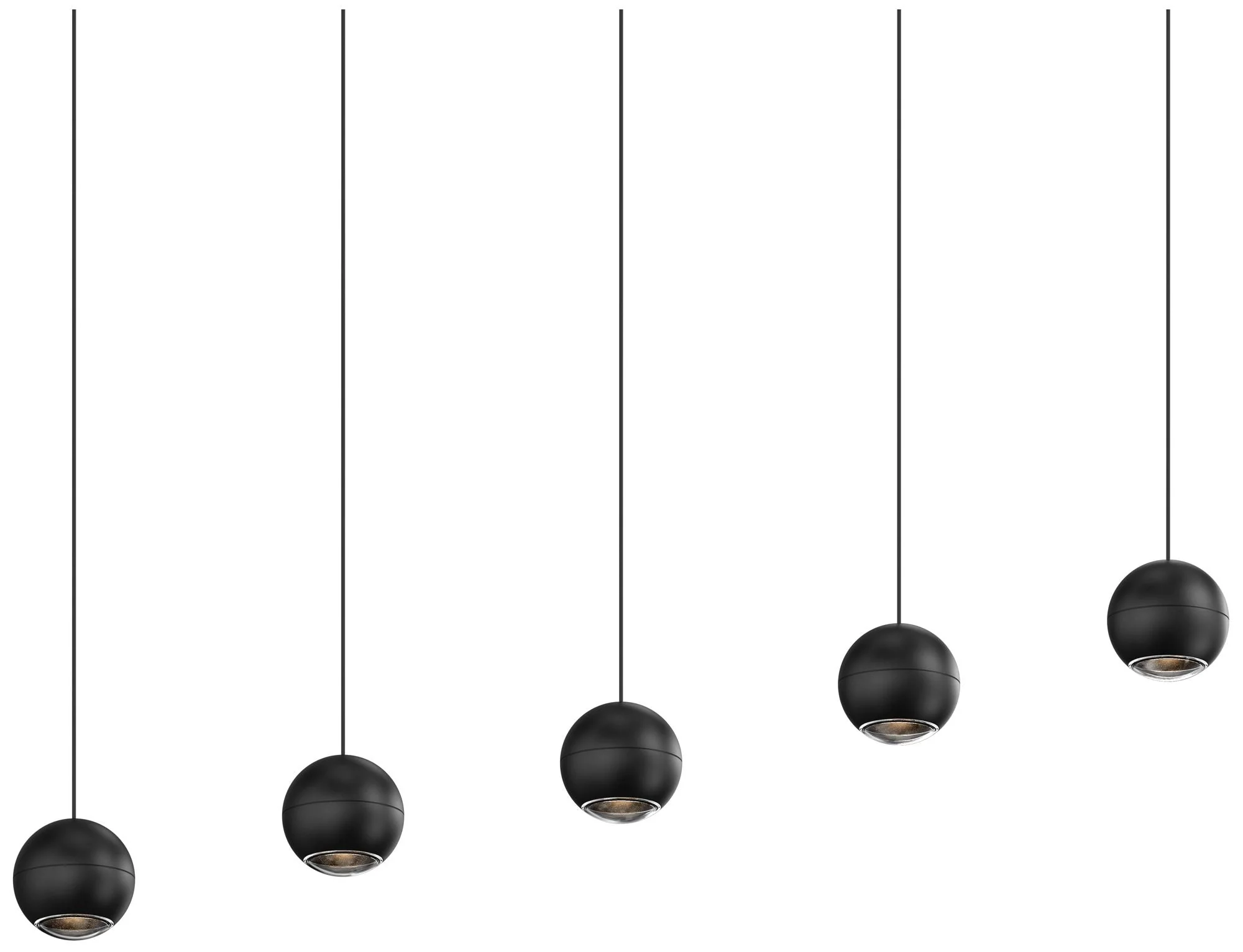 Hemisphere 15" 5 Light Textured Black Linear Pendant - Image 1